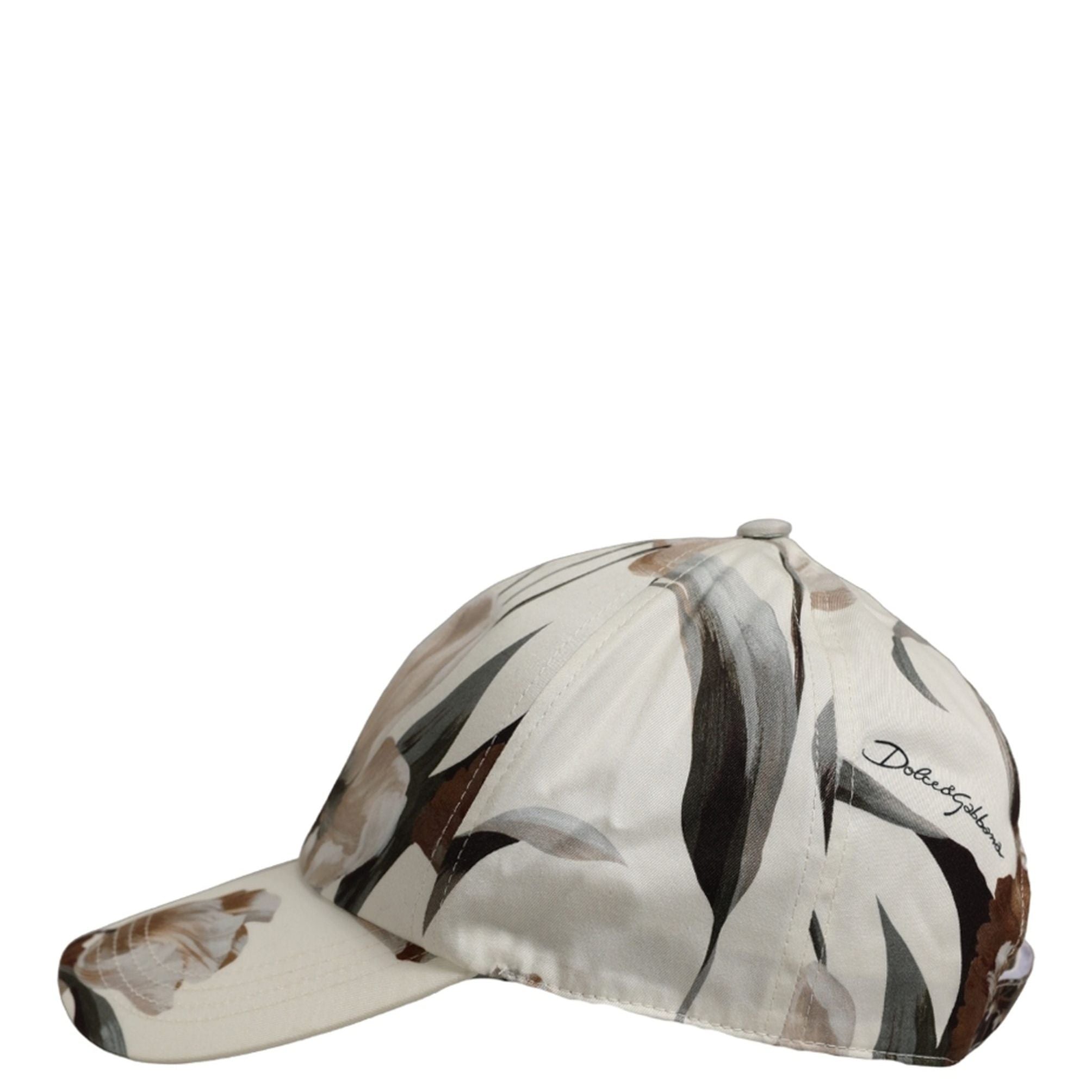 Dolce & Gabbana Men Beige Floral Cotton Baseball Capello Hat