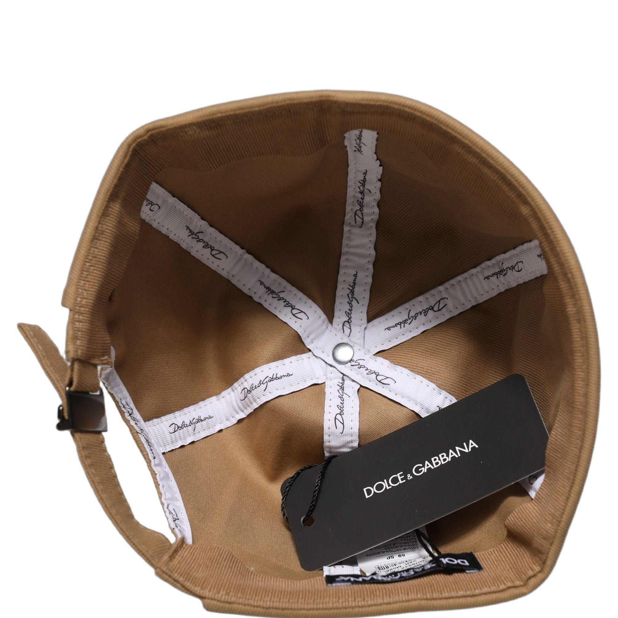 Dolce & Gabbana Men Khaki Cotton Docker Capello Brimless Hat