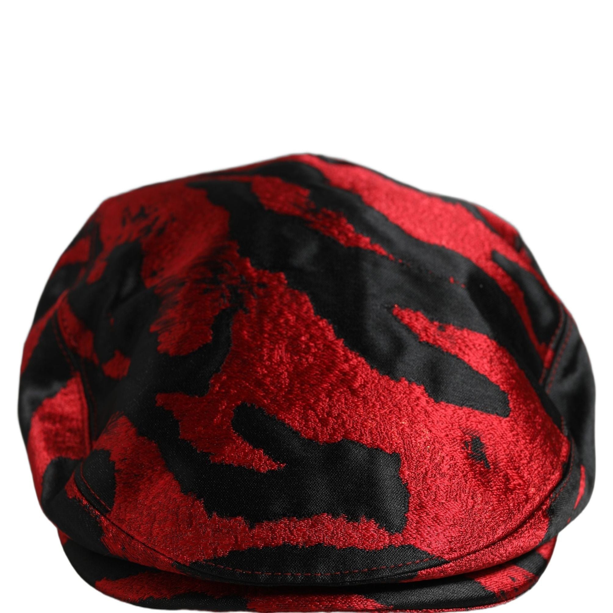 Dolce & Gabbana Men Red Black Stripe Cotton Newsboy Capello Hat