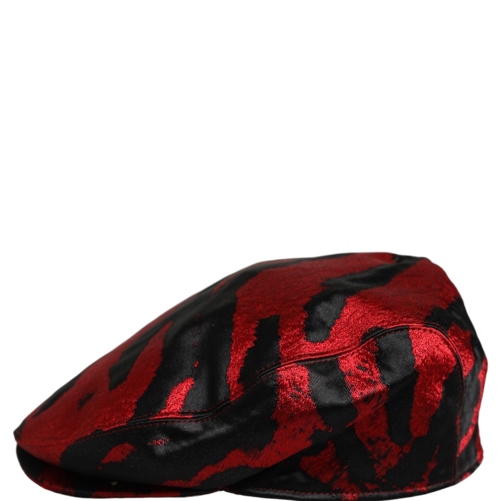 Dolce & Gabbana Men Red Black Stripe Cotton Newsboy Capello Hat