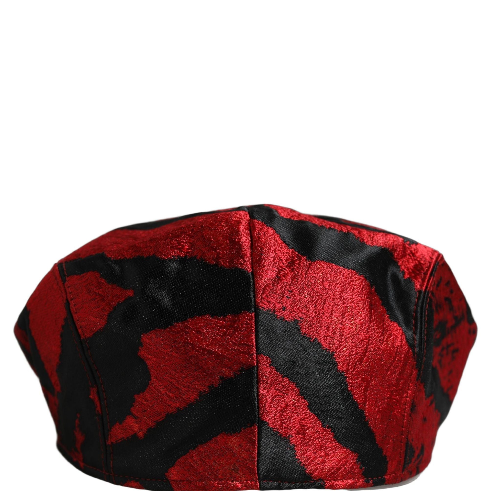 Dolce & Gabbana Men Red Black Stripe Cotton Newsboy Capello Hat