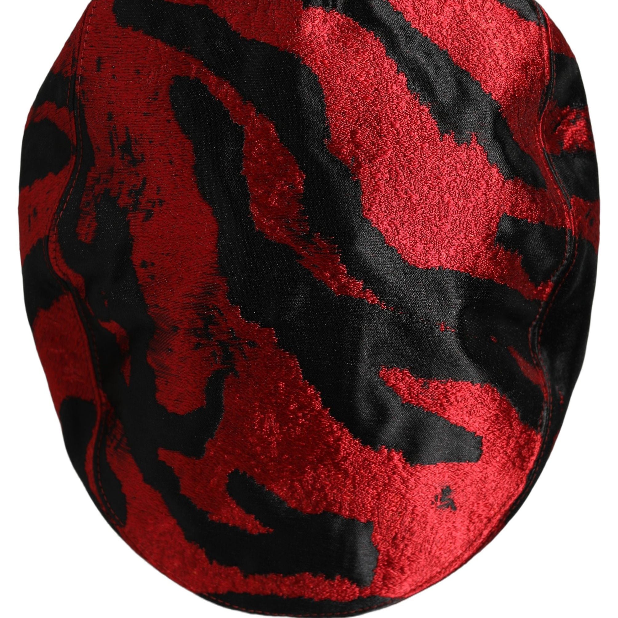 Dolce & Gabbana Men Red Black Stripe Cotton Newsboy Capello Hat