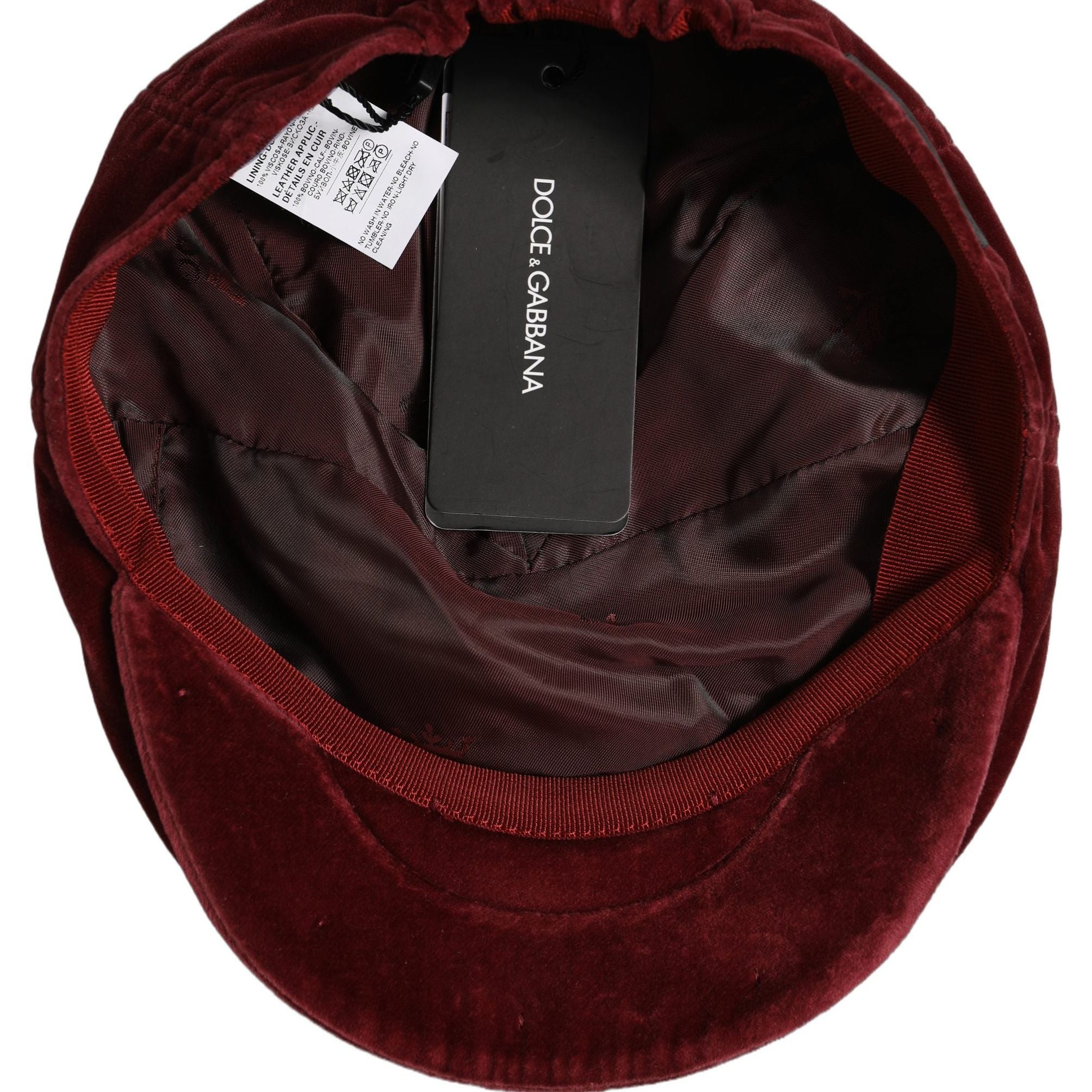 Dolce & Gabbana Men Dark Red Cotton Newsboy Capello Cabbie Hat