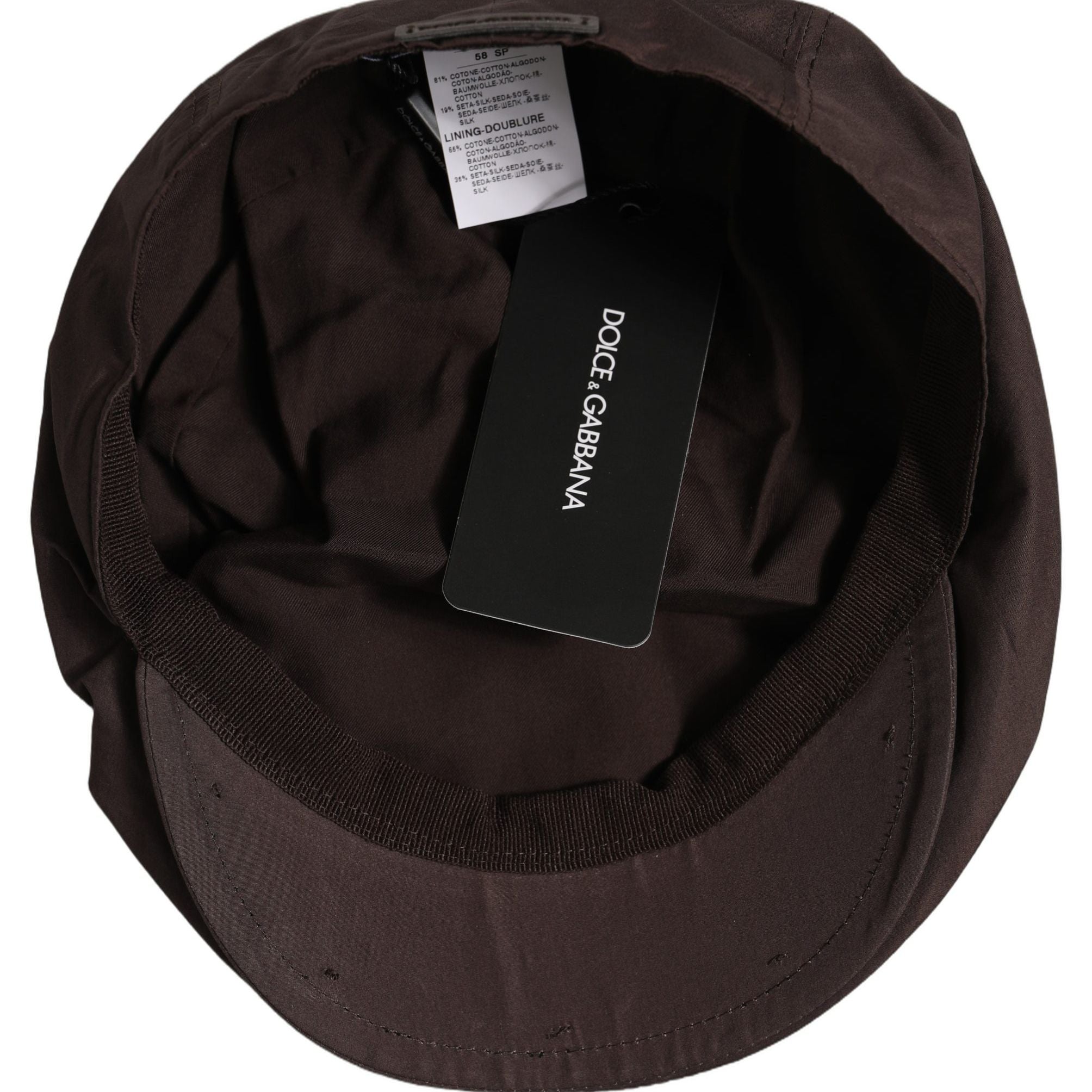 Dolce & Gabbana Men Brown Cotton Newsboy Capello Cabbie Hat