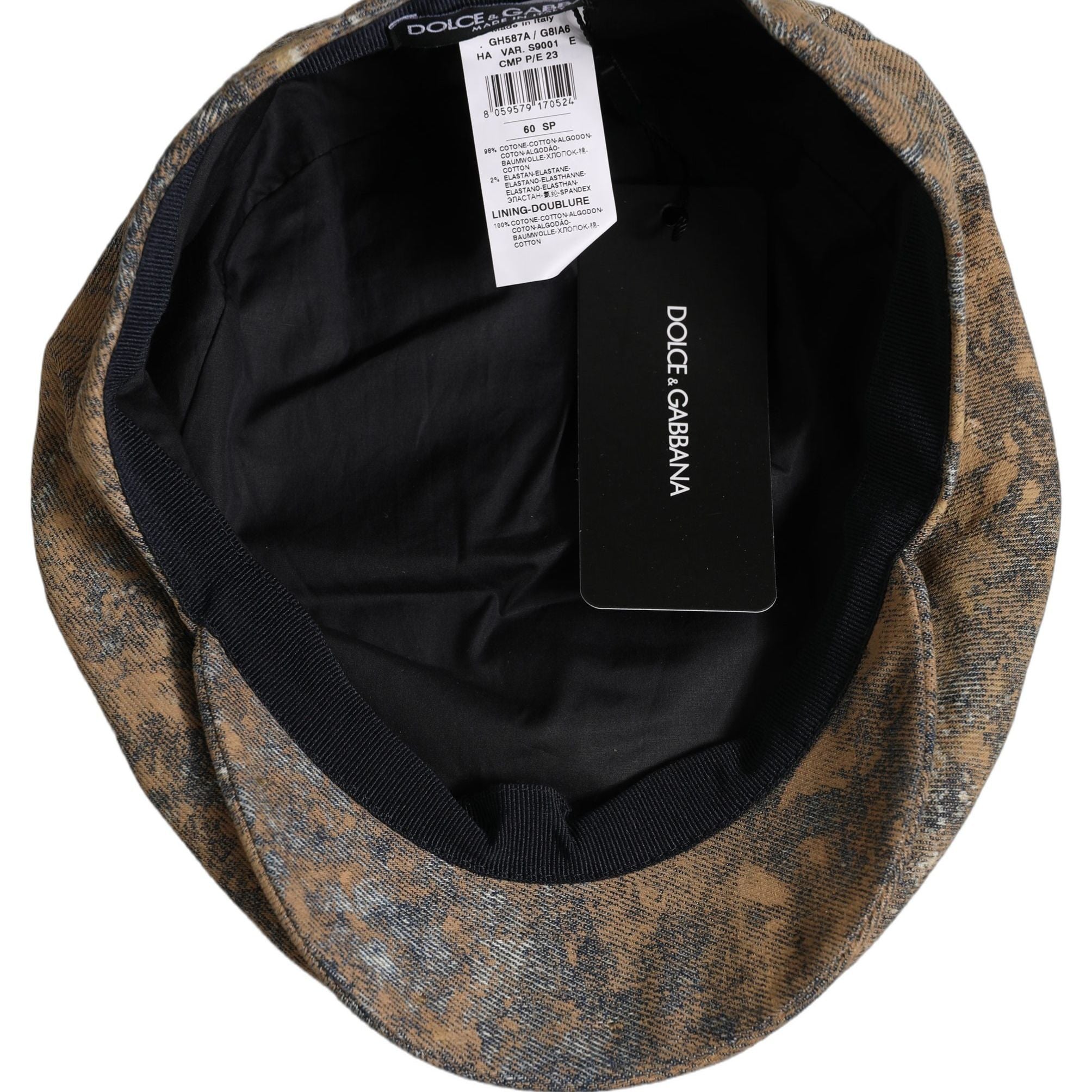 Dolce & Gabbana Men Brown Cotton Newsboy Capello Cabbie Hat