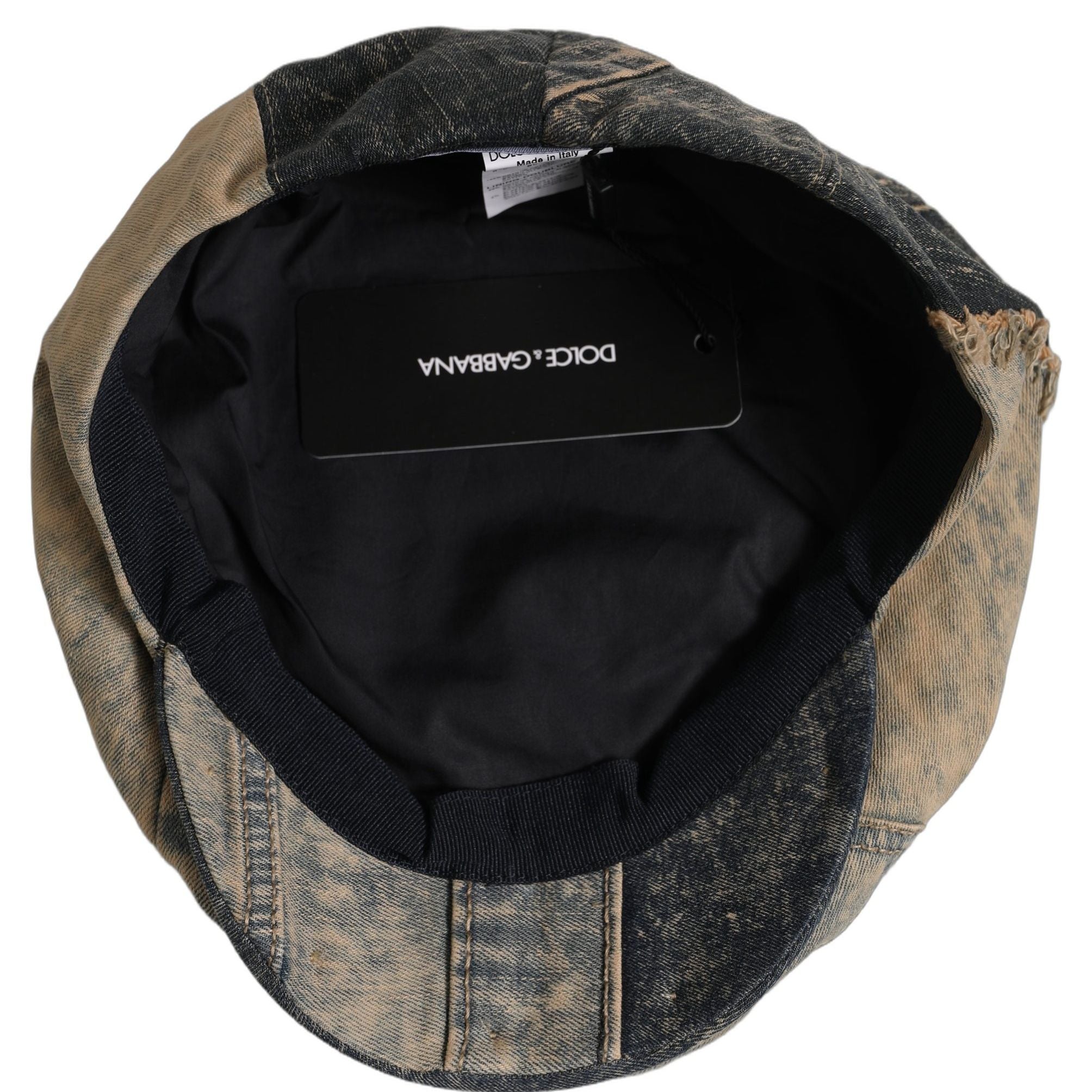 Dolce & Gabbana Brown Cotton Denim Newsboy Capello Cabbie Hat