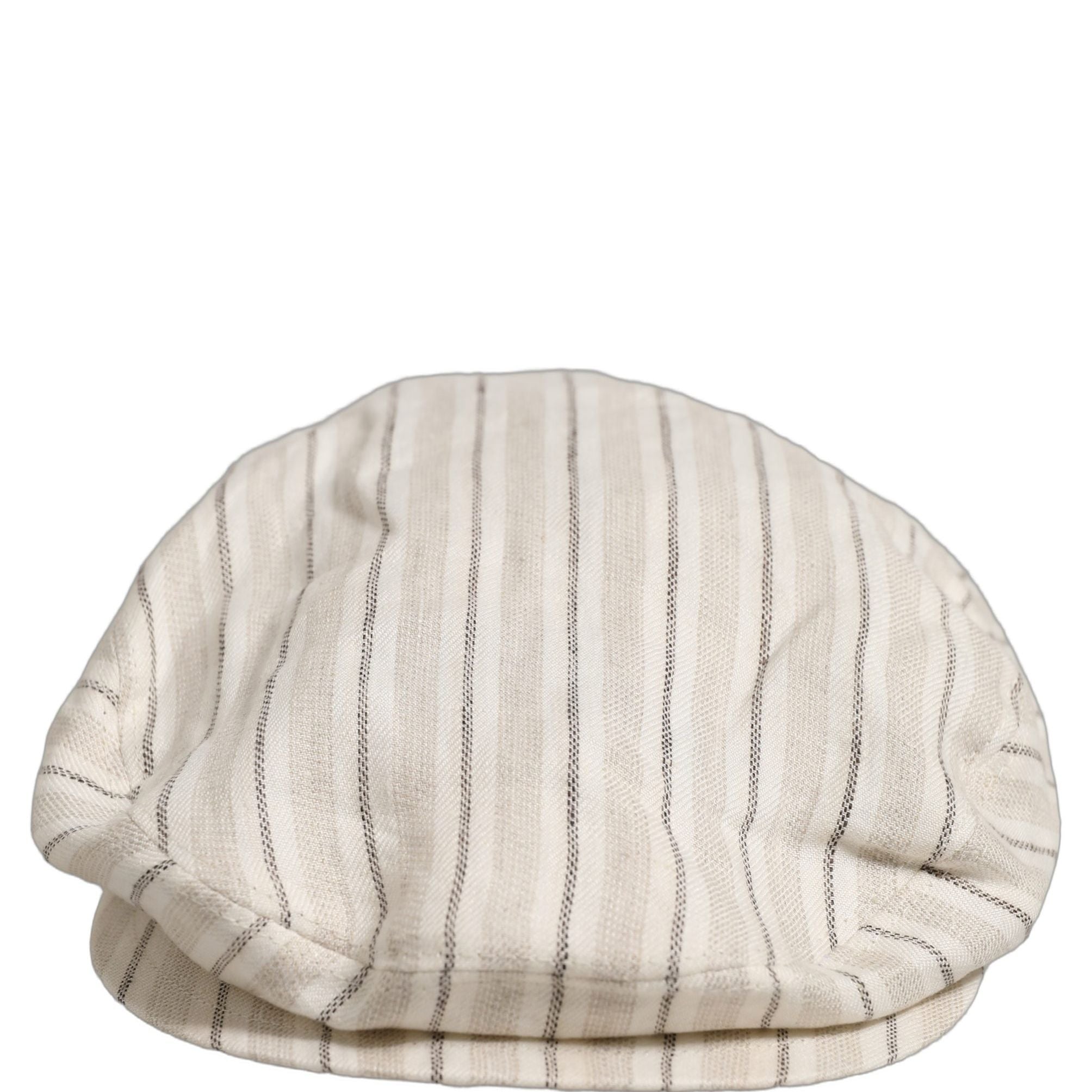 Dolce & Gabbana Men Off White Striped Linen Newsboy Capello Hat