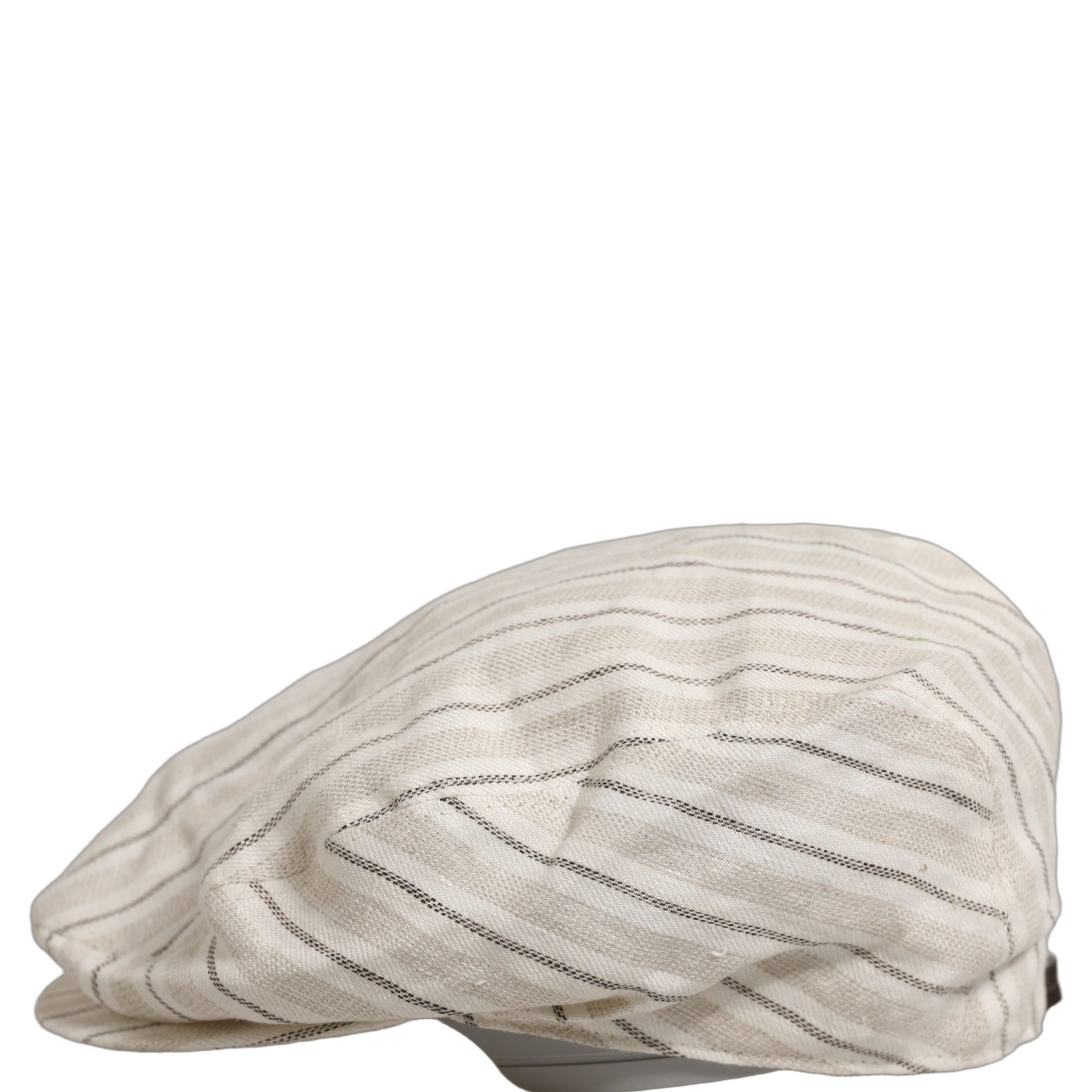 Dolce & Gabbana Men Off White Striped Linen Newsboy Capello Hat