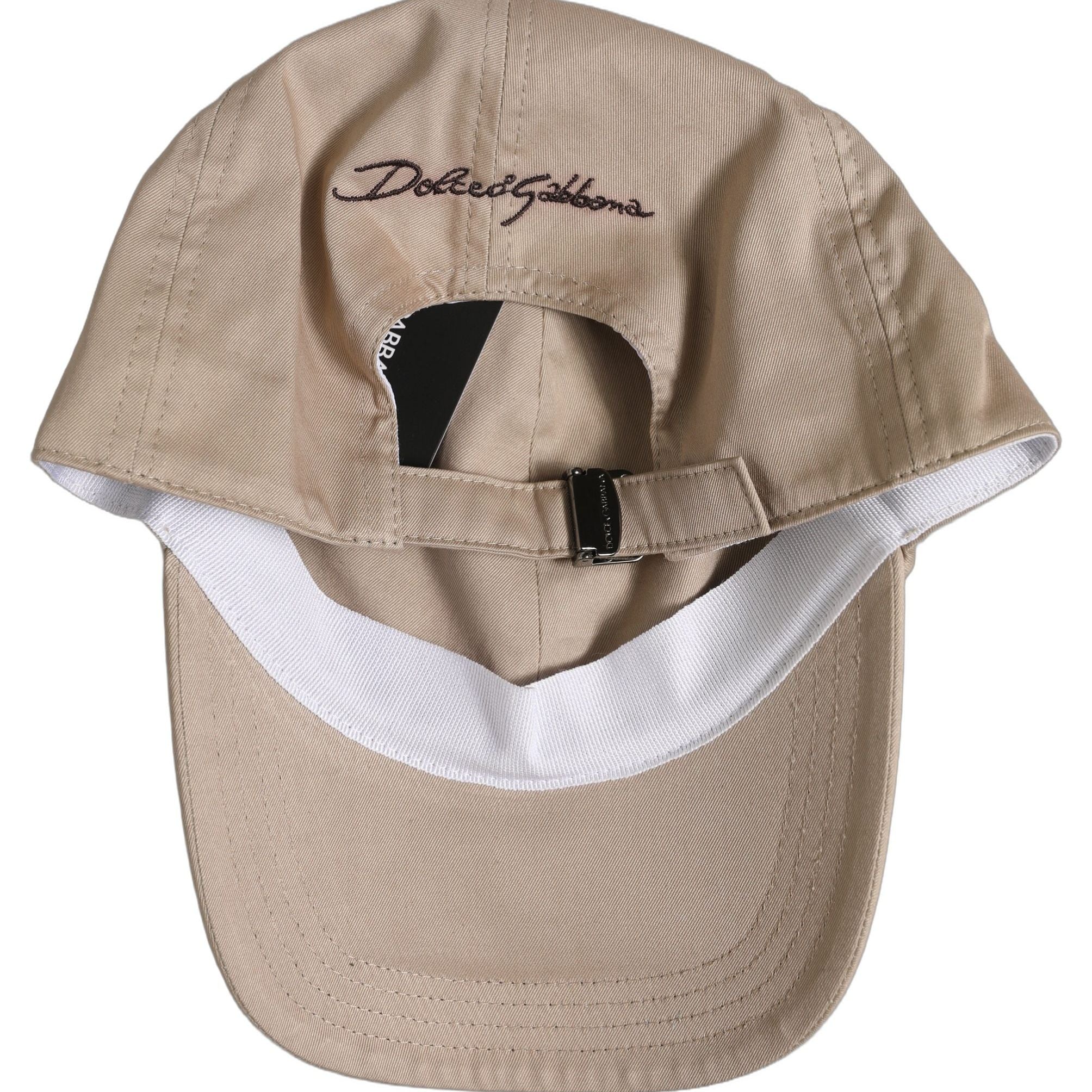 Dolce & Gabbana Men Beige Cotton Stretch Baseball Capello Hat