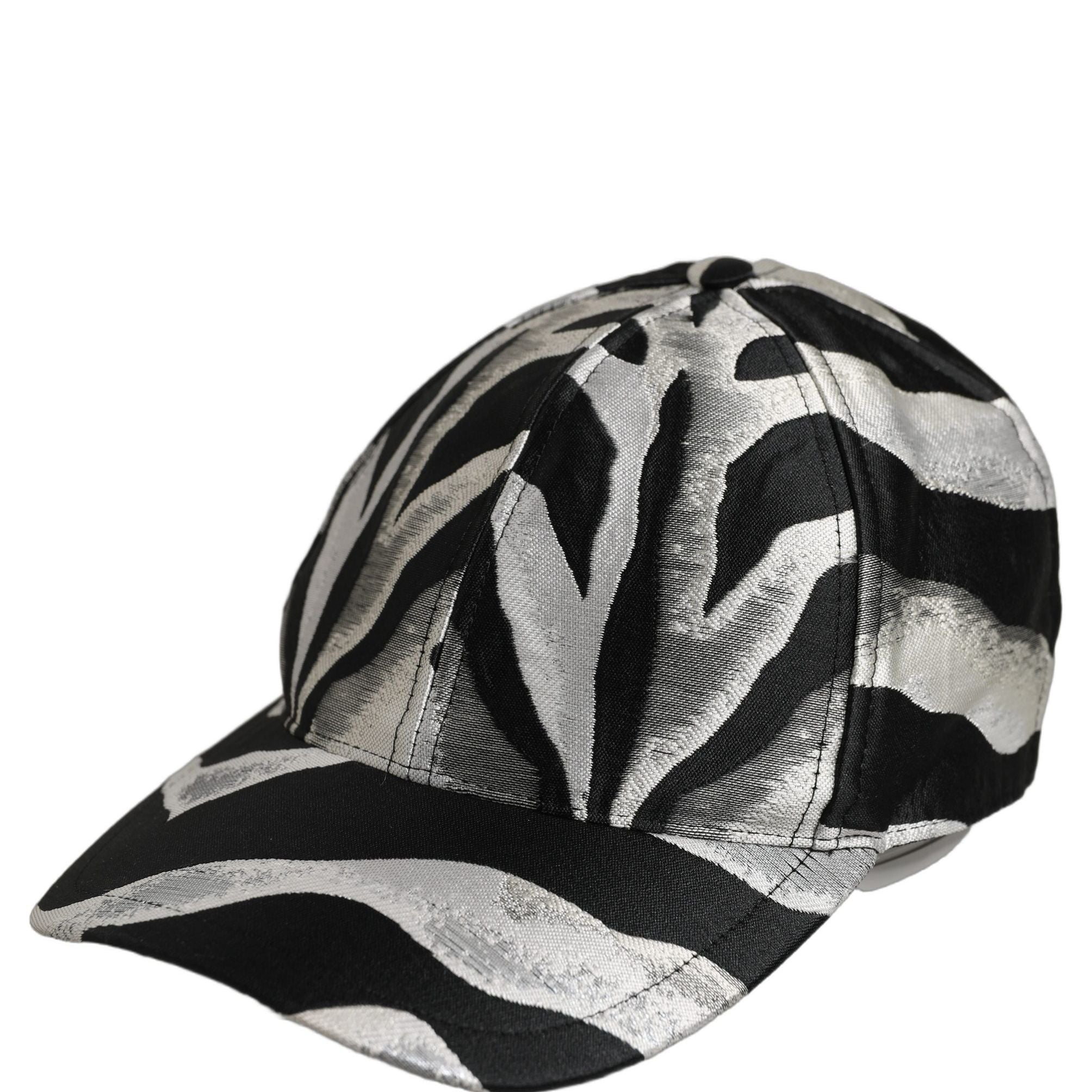 Dolce & Gabbana Men Black Silver Zebra Pattern Baseball Cap Hat