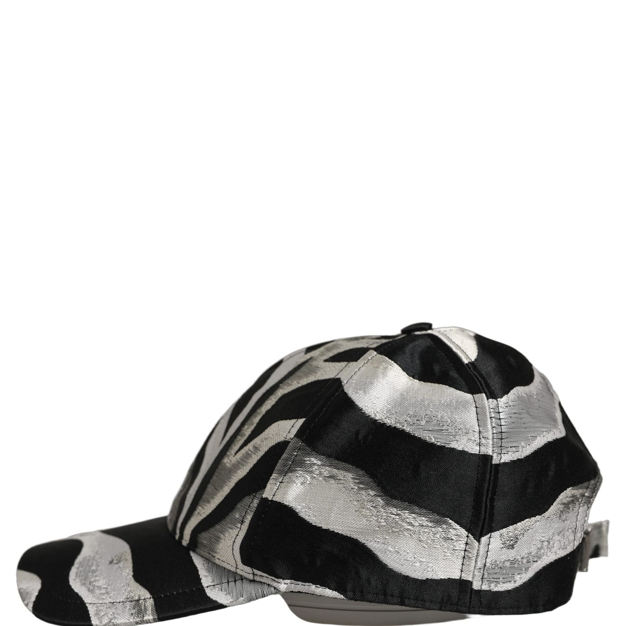 Dolce & Gabbana Men Black Silver Zebra Pattern Baseball Cap Hat