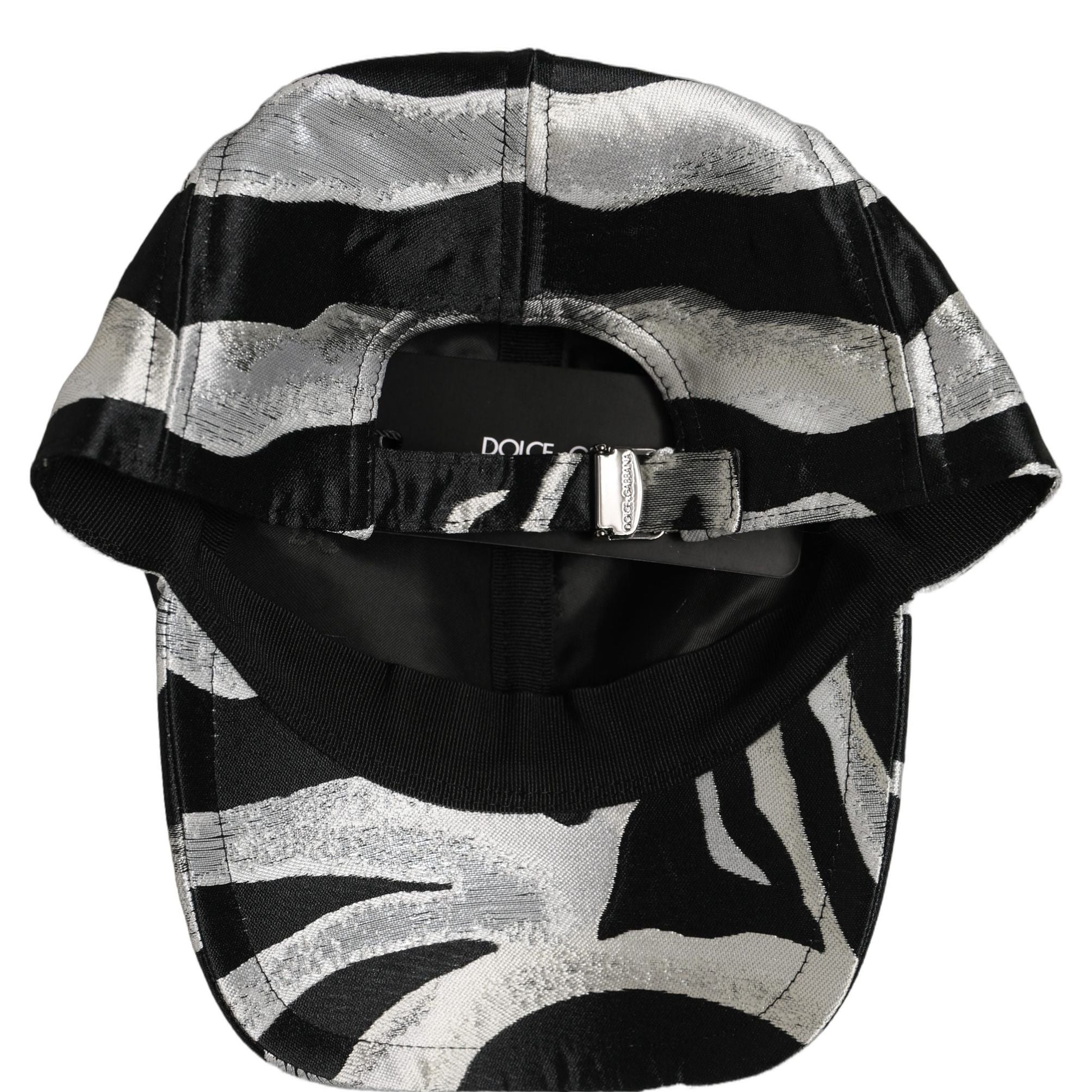 Dolce & Gabbana Men Black Silver Zebra Pattern Baseball Cap Hat