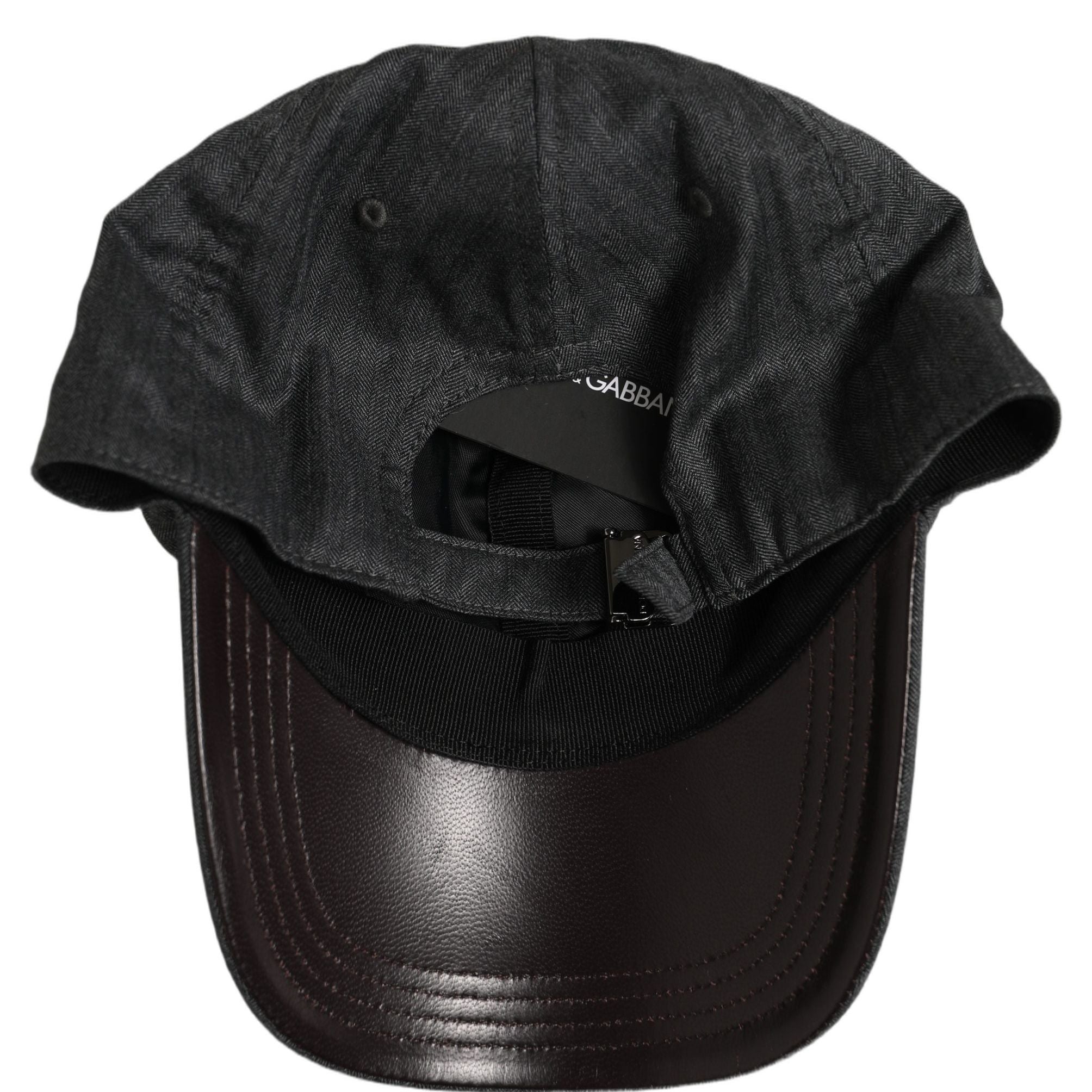 Dolce & Gabbana Men Dark Gray Herringbone Baseball Cap Hat