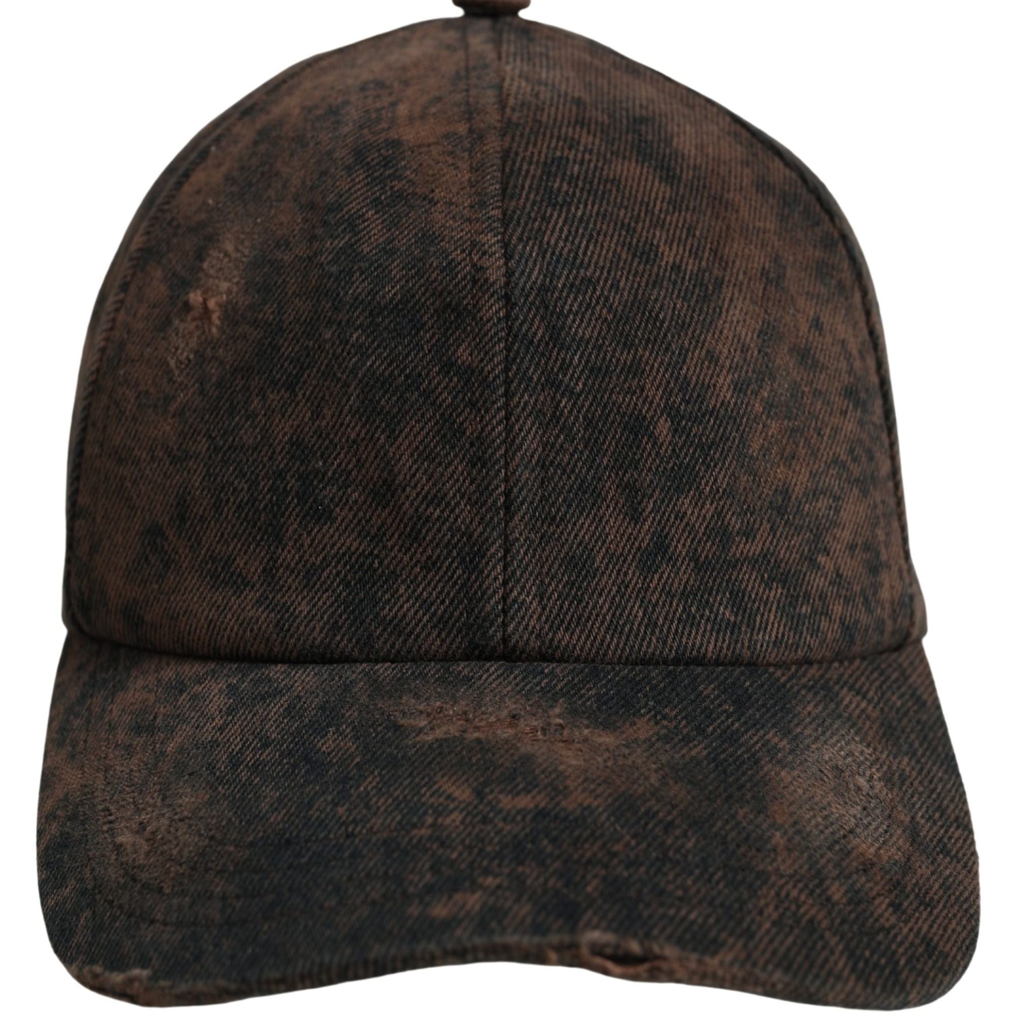 Dolce & Gabbana Men Brown Cotton Distressed Baseball Cap Hat