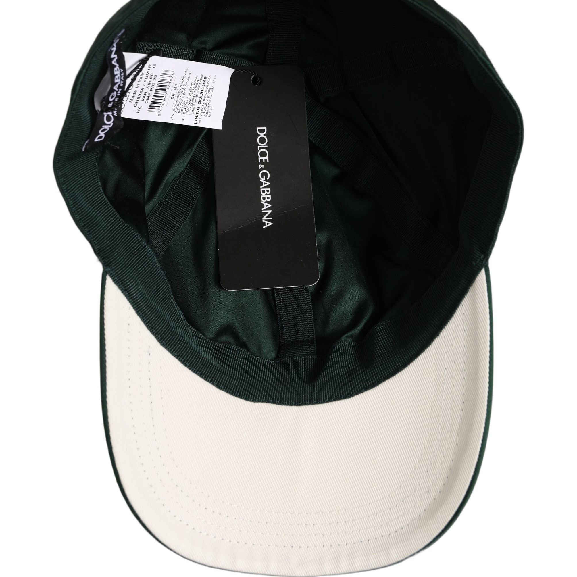 Dolce & Gabbana Men Deep Green Cotton Baseball Cap 6 Panels Hat