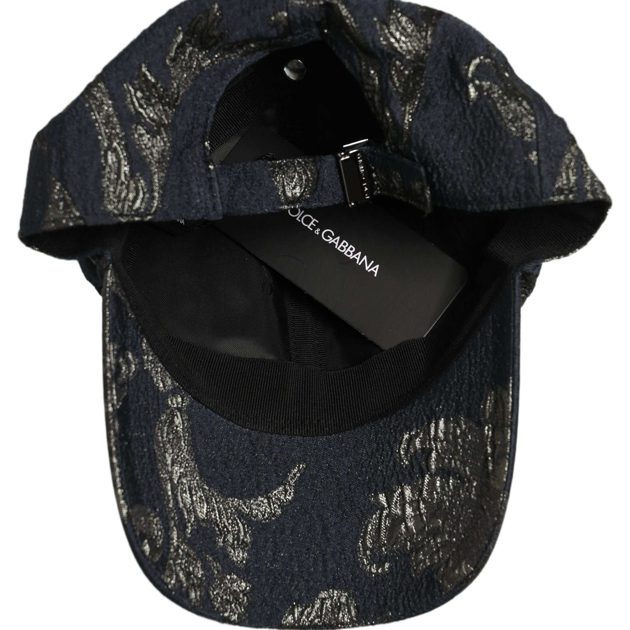 Dolce & Gabbana Men Black Floral Barocco Cotton Baseball Cap Hat