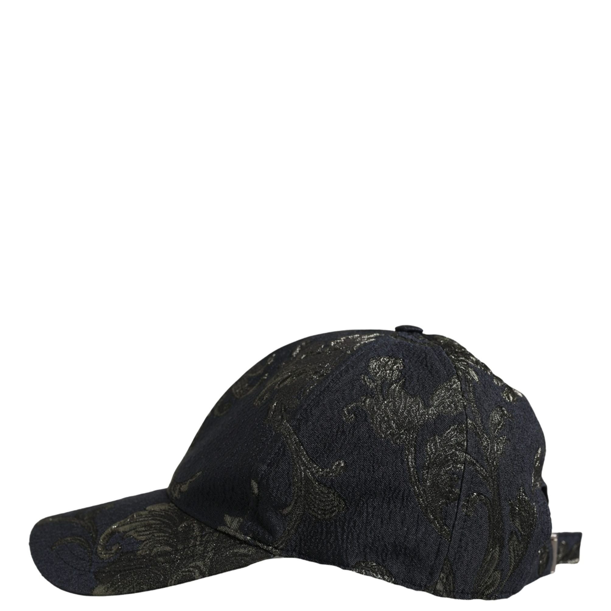 Dolce & Gabbana Men Black Floral Barocco Cotton Baseball Cap Hat