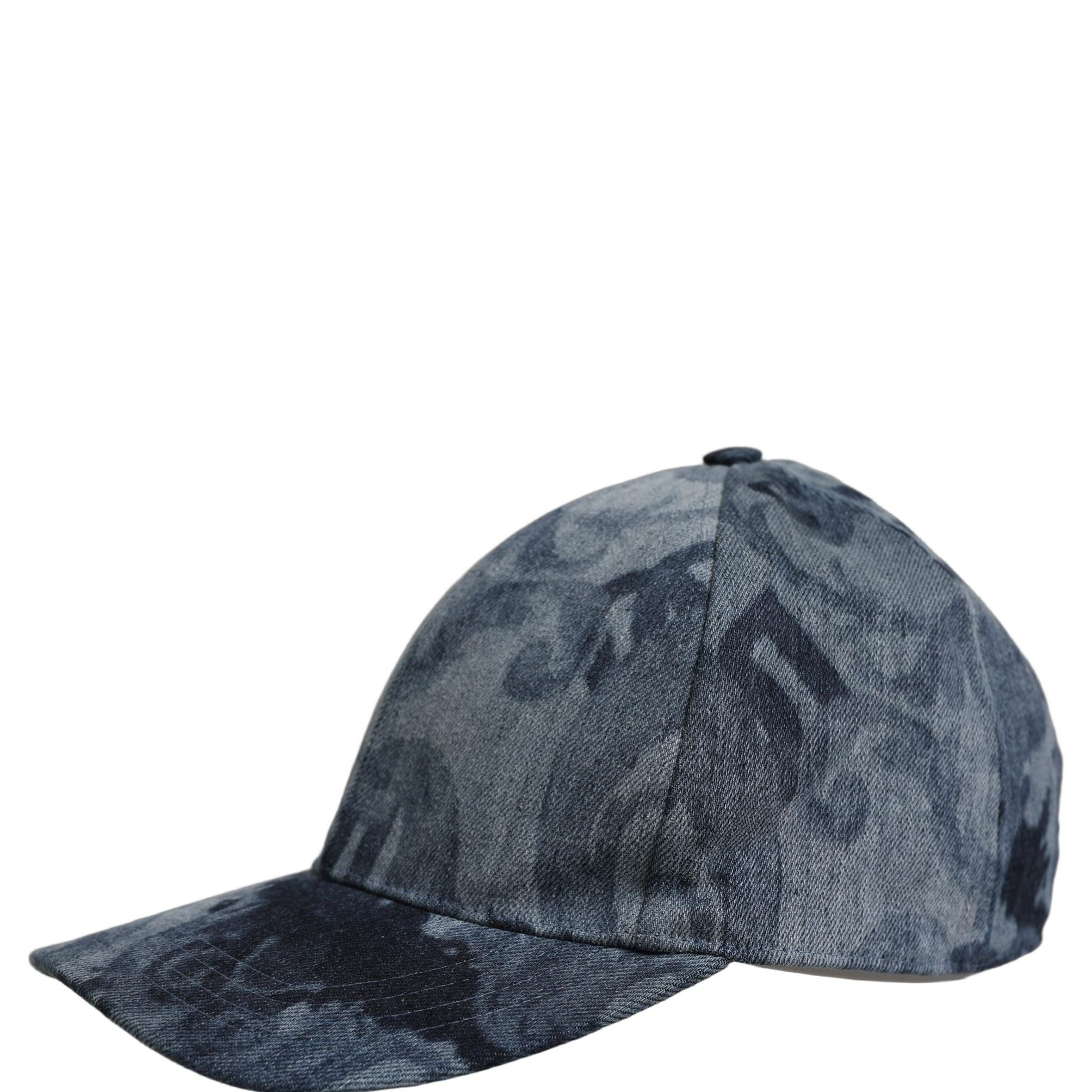 Dolce & Gabbana Men Blue All Over Logo Cotton Baseball Cap Hat
