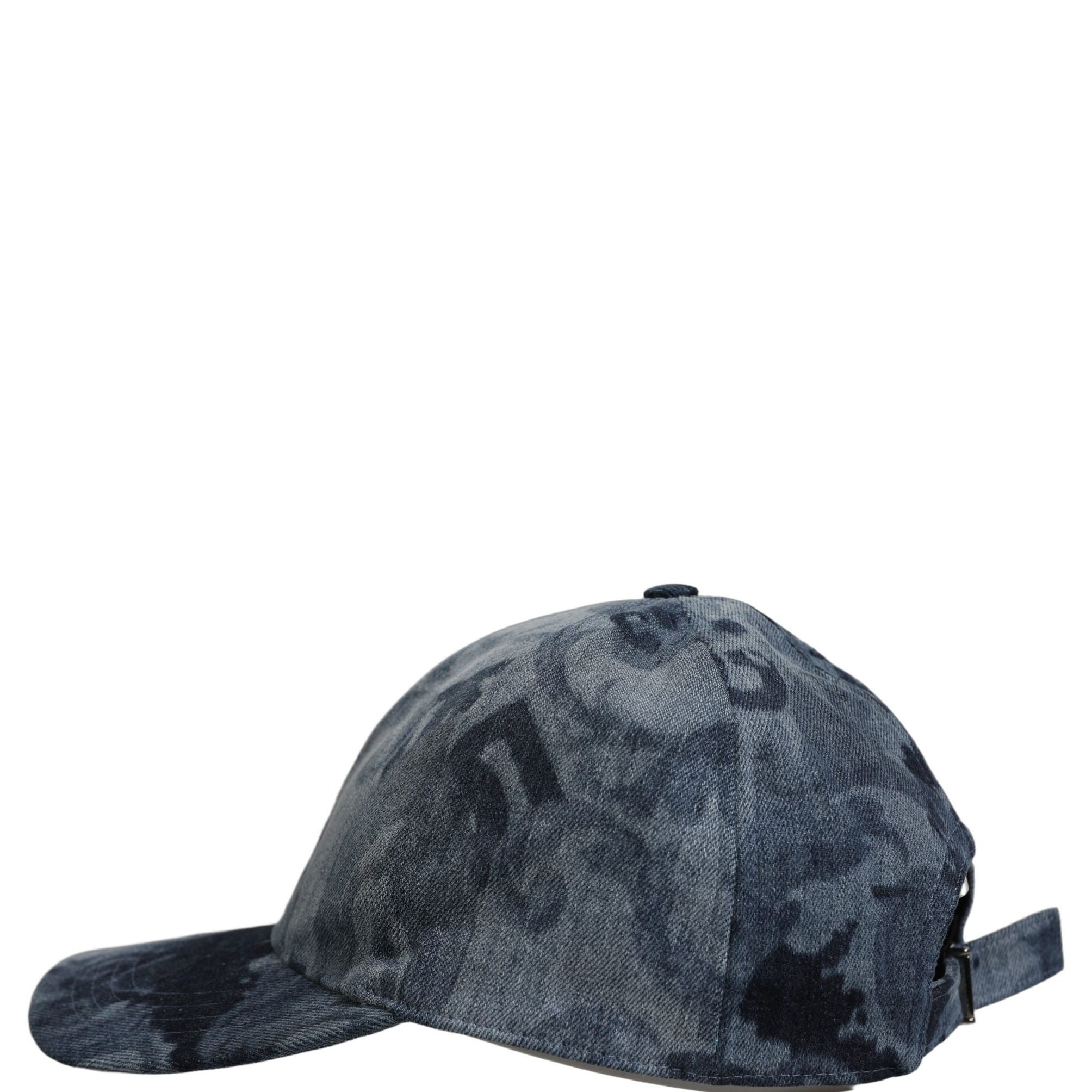 Dolce & Gabbana Men Blue All Over Logo Cotton Baseball Cap Hat