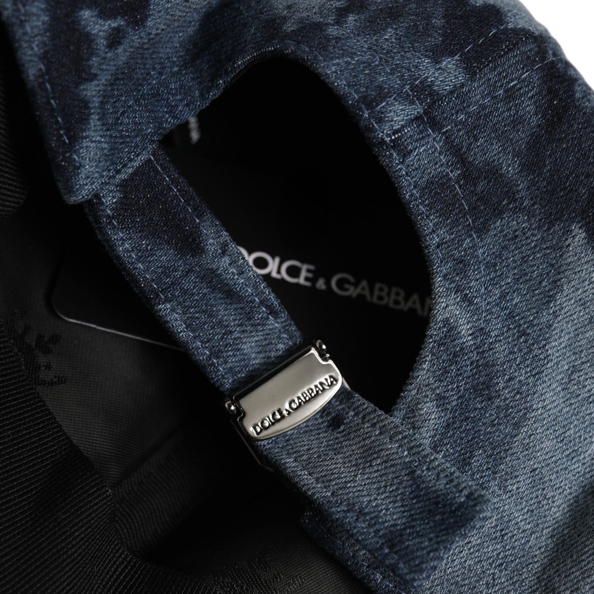 Dolce & Gabbana Men Blue All Over Logo Cotton Baseball Cap Hat