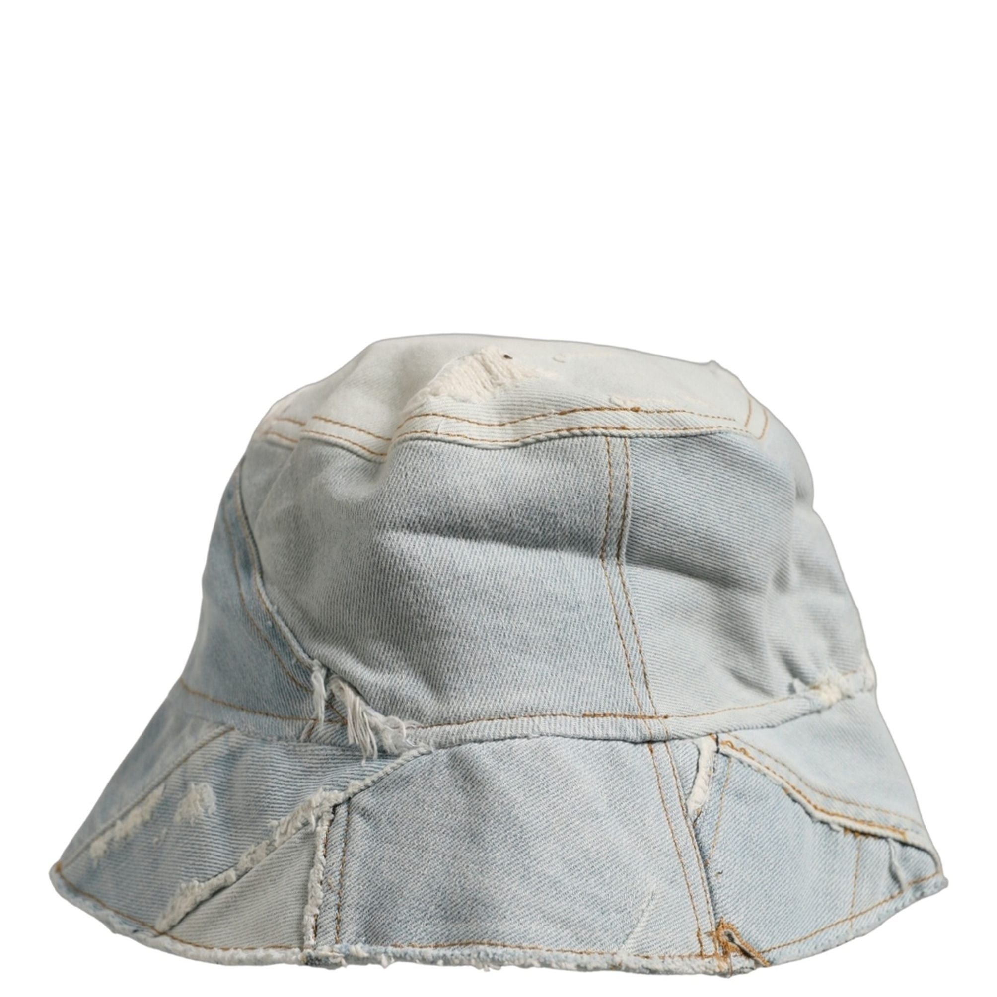 Dolce & Gabbana Men Blue Patchwork Cotton Denim Bucket Cap Hat