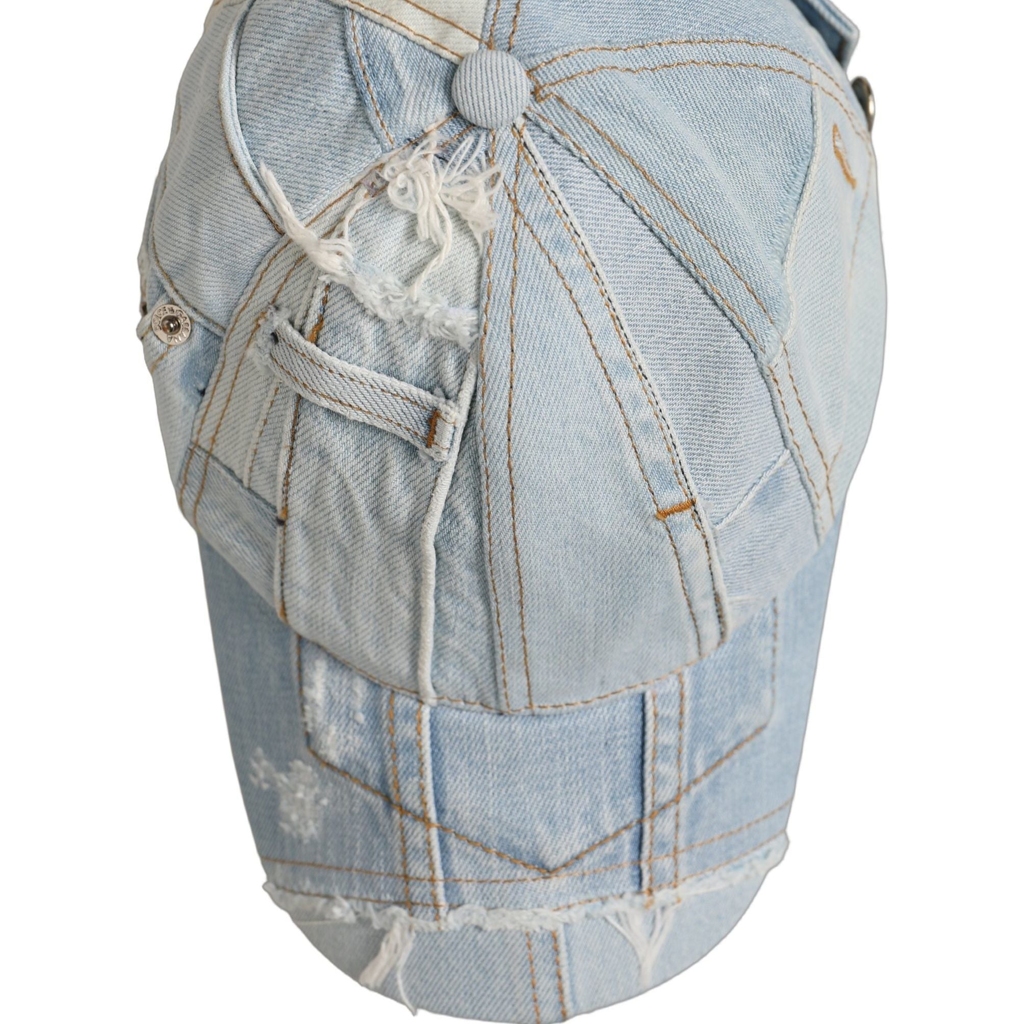 Dolce & Gabbana Men Blue Patchwork Cotton Denim Baseball Cap Hat