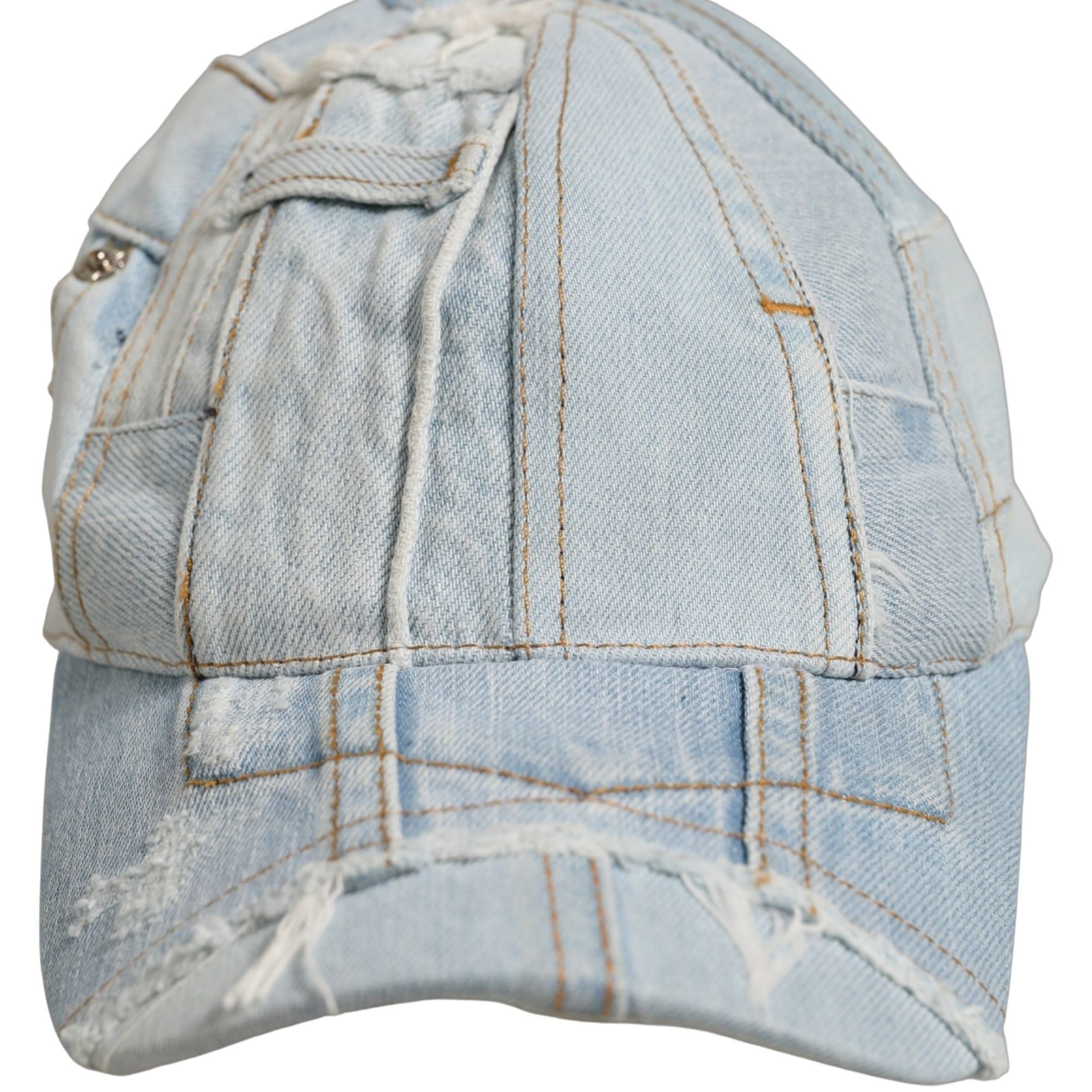 Dolce & Gabbana Men Blue Patchwork Cotton Denim Baseball Cap Hat