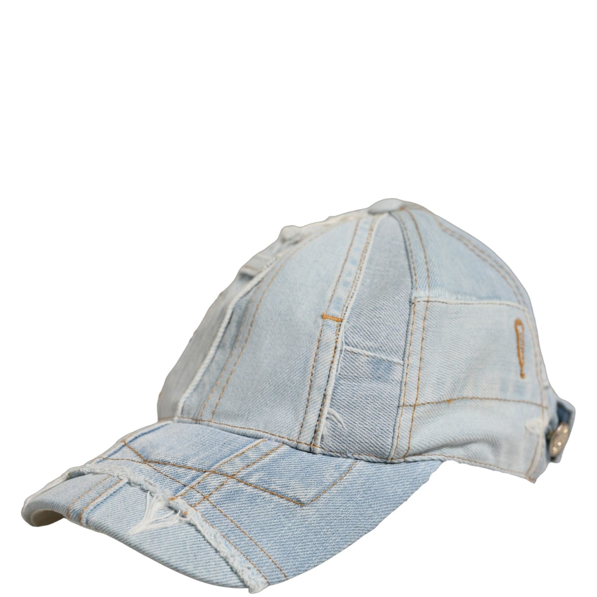 Dolce & Gabbana Men Blue Patchwork Cotton Denim Baseball Cap Hat