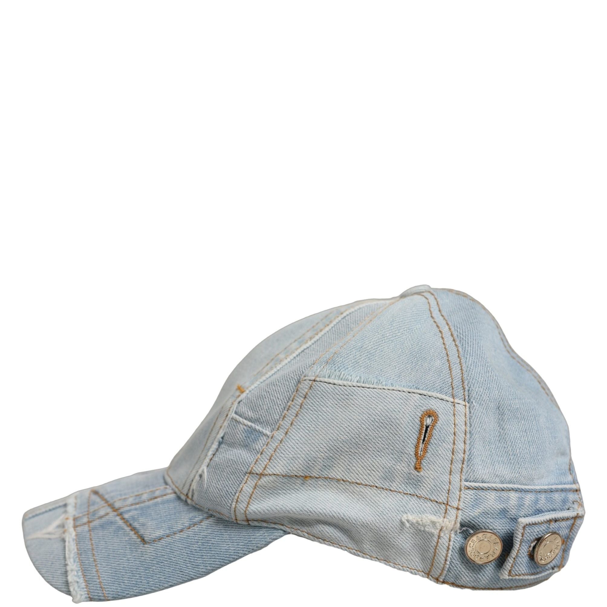Dolce & Gabbana Men Blue Patchwork Cotton Denim Baseball Cap Hat