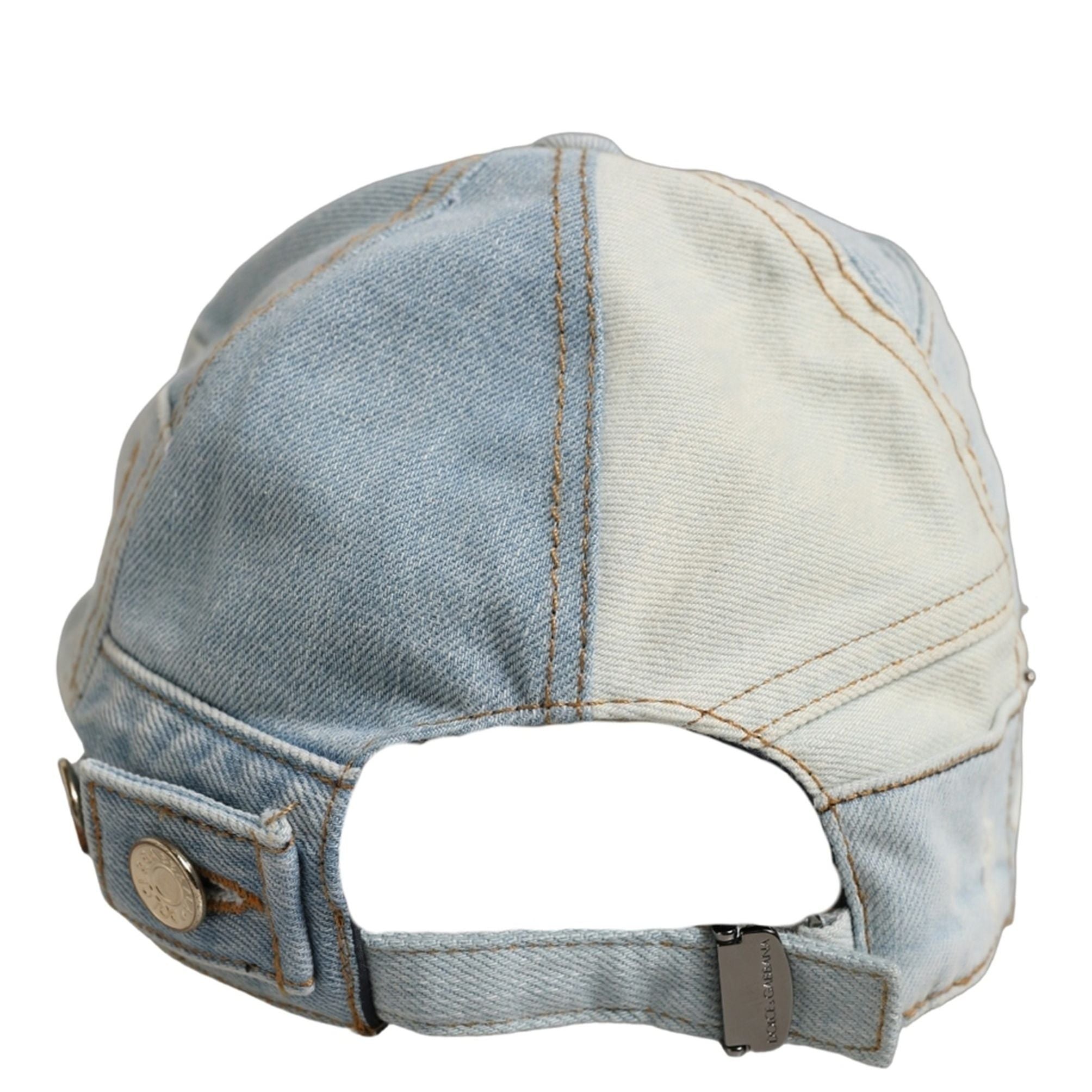 Dolce & Gabbana Men Blue Patchwork Cotton Denim Baseball Cap Hat