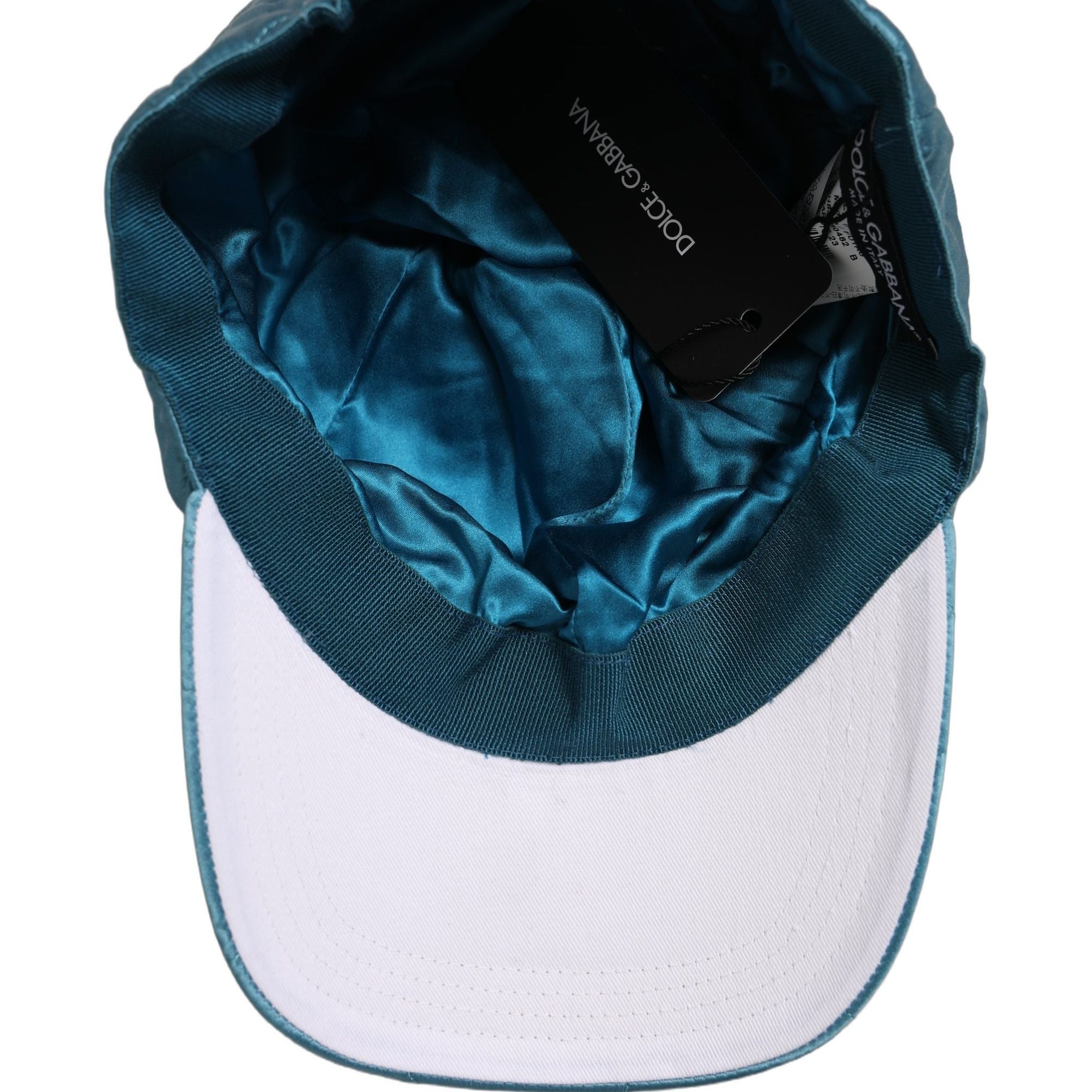 Dolce & Gabbana Men Teal Polyester Quilted Baseball Cap Hat