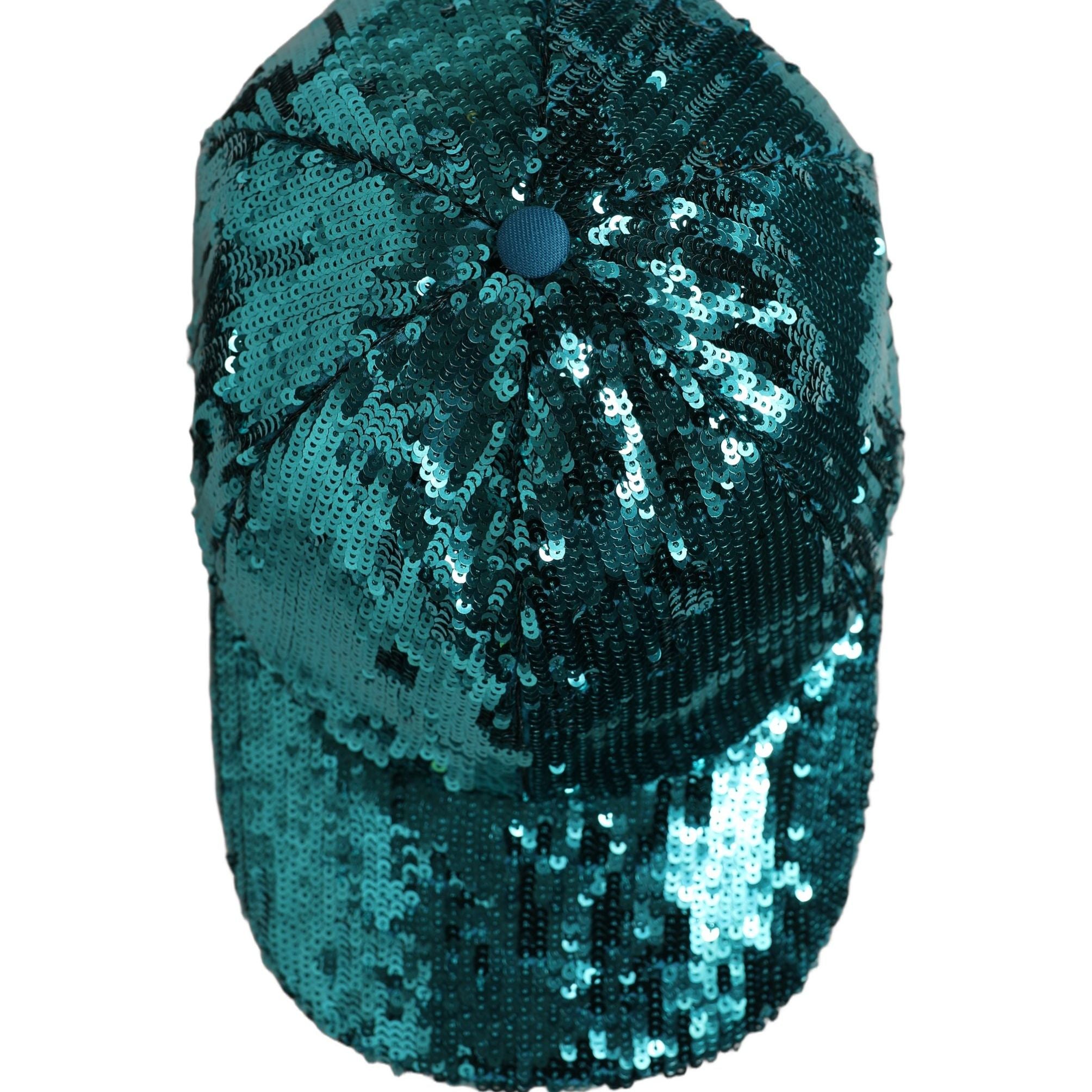 Dolce & Gabbana Men Green Cotton Sequin Baseball Cap 6 Panels Hat