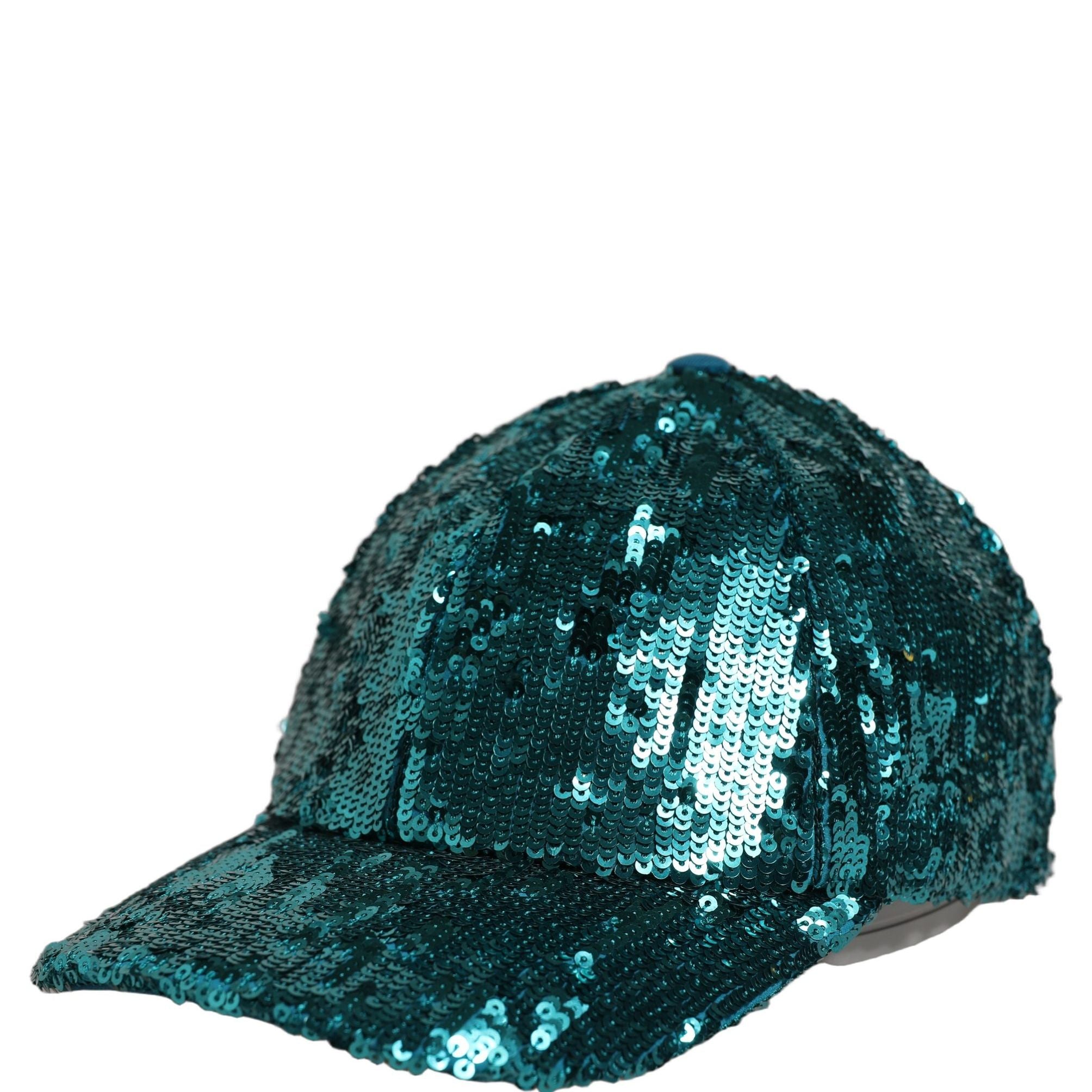 Dolce & Gabbana Men Green Cotton Sequin Baseball Cap 6 Panels Hat