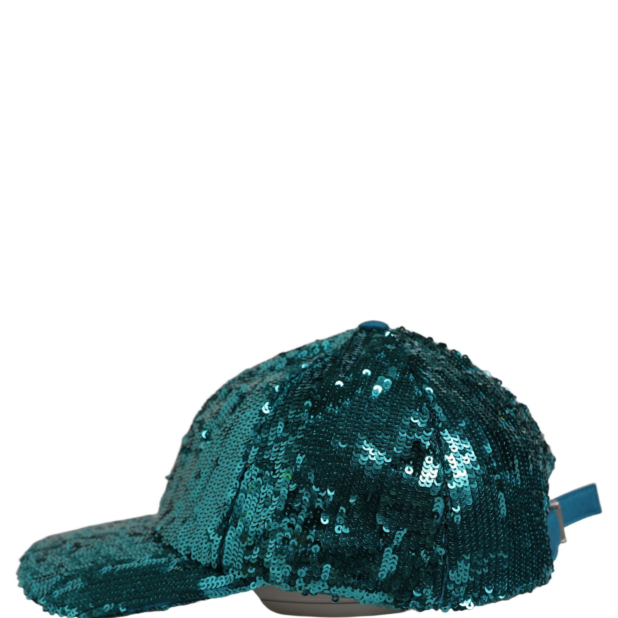 Dolce & Gabbana Men Green Cotton Sequin Baseball Cap 6 Panels Hat