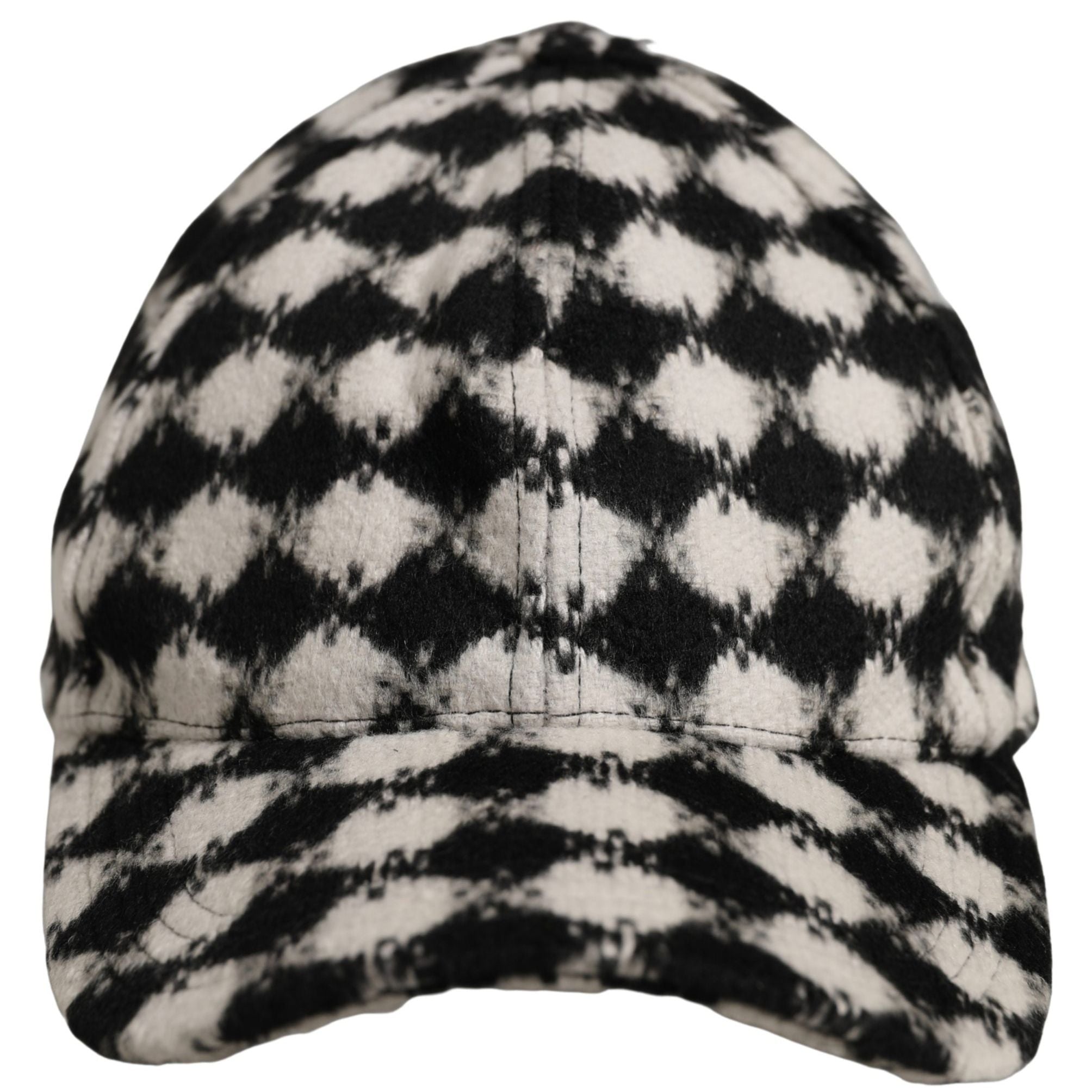 Dolce & Gabbana Men Black White Diamond Wool Baseball Cap Hat