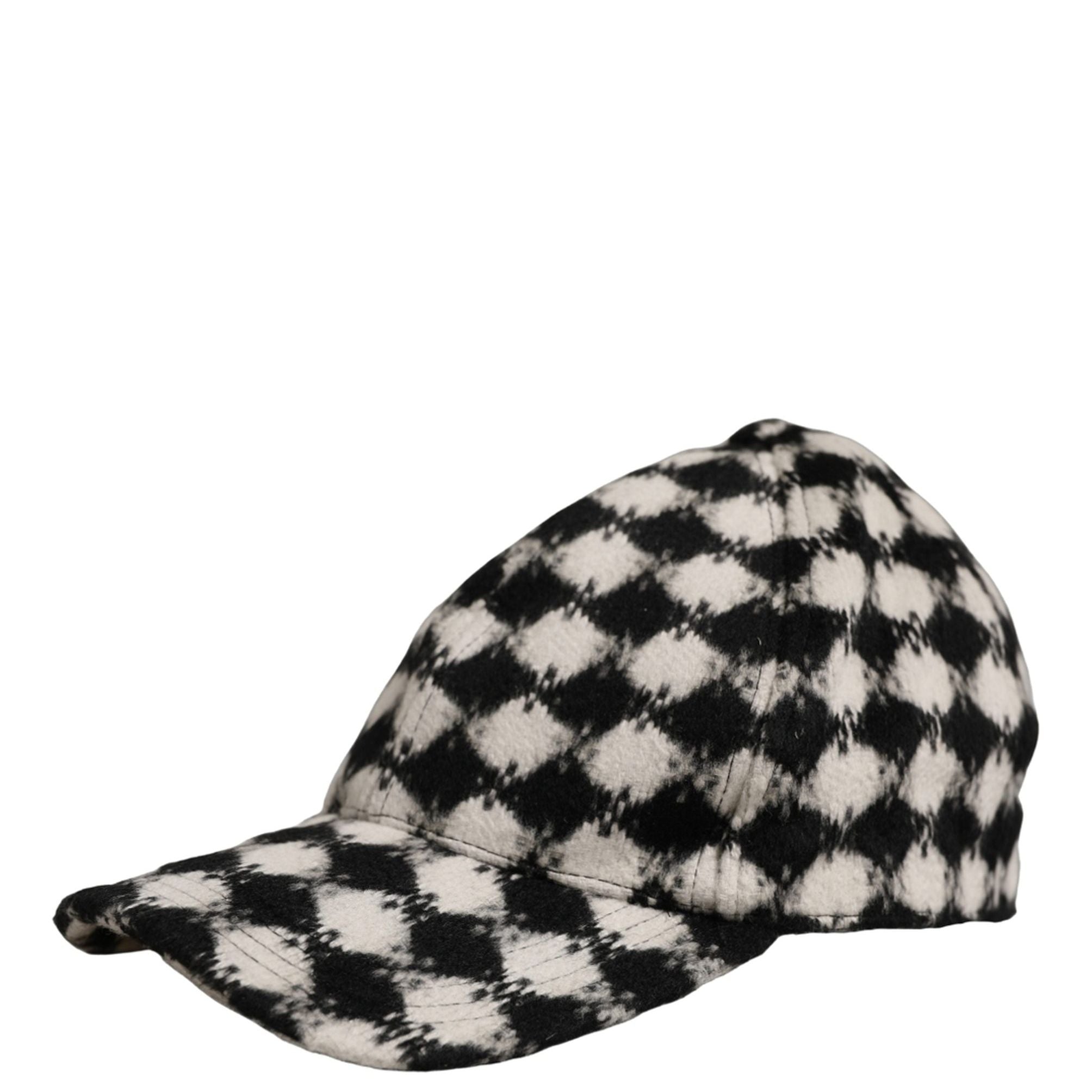 Dolce & Gabbana Men Black White Diamond Wool Baseball Cap Hat