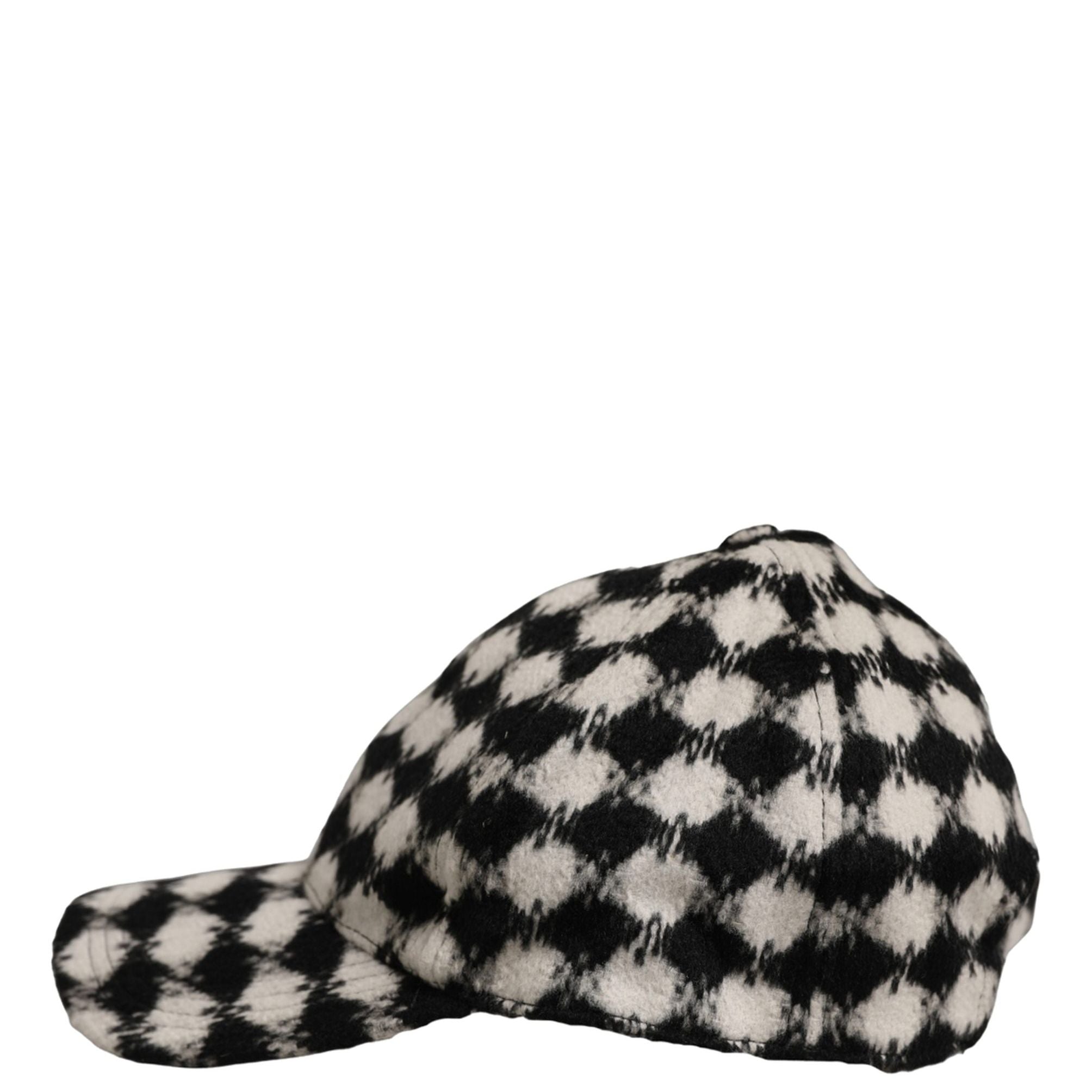 Dolce & Gabbana Men Black White Diamond Wool Baseball Cap Hat