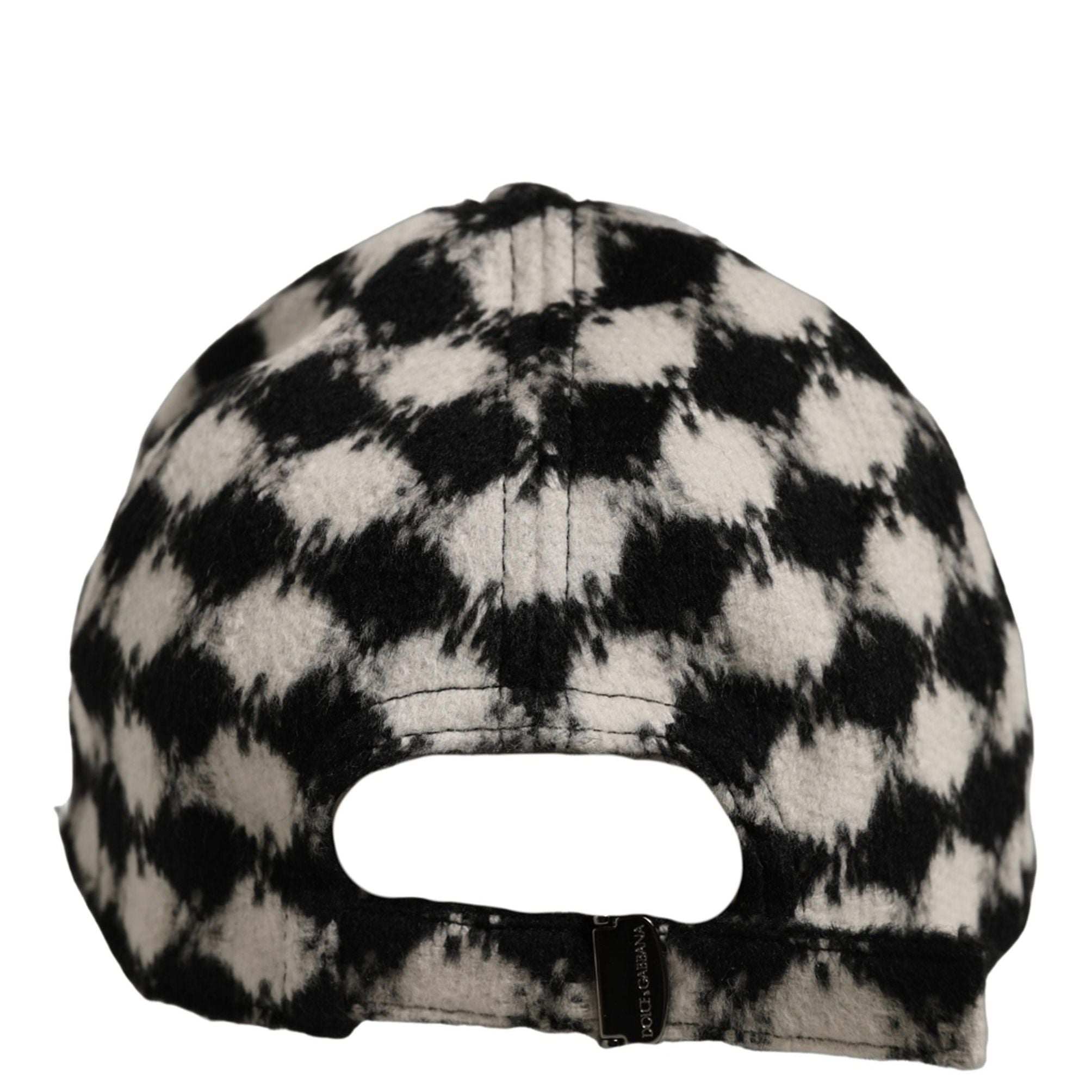 Dolce & Gabbana Men Black White Diamond Wool Baseball Cap Hat