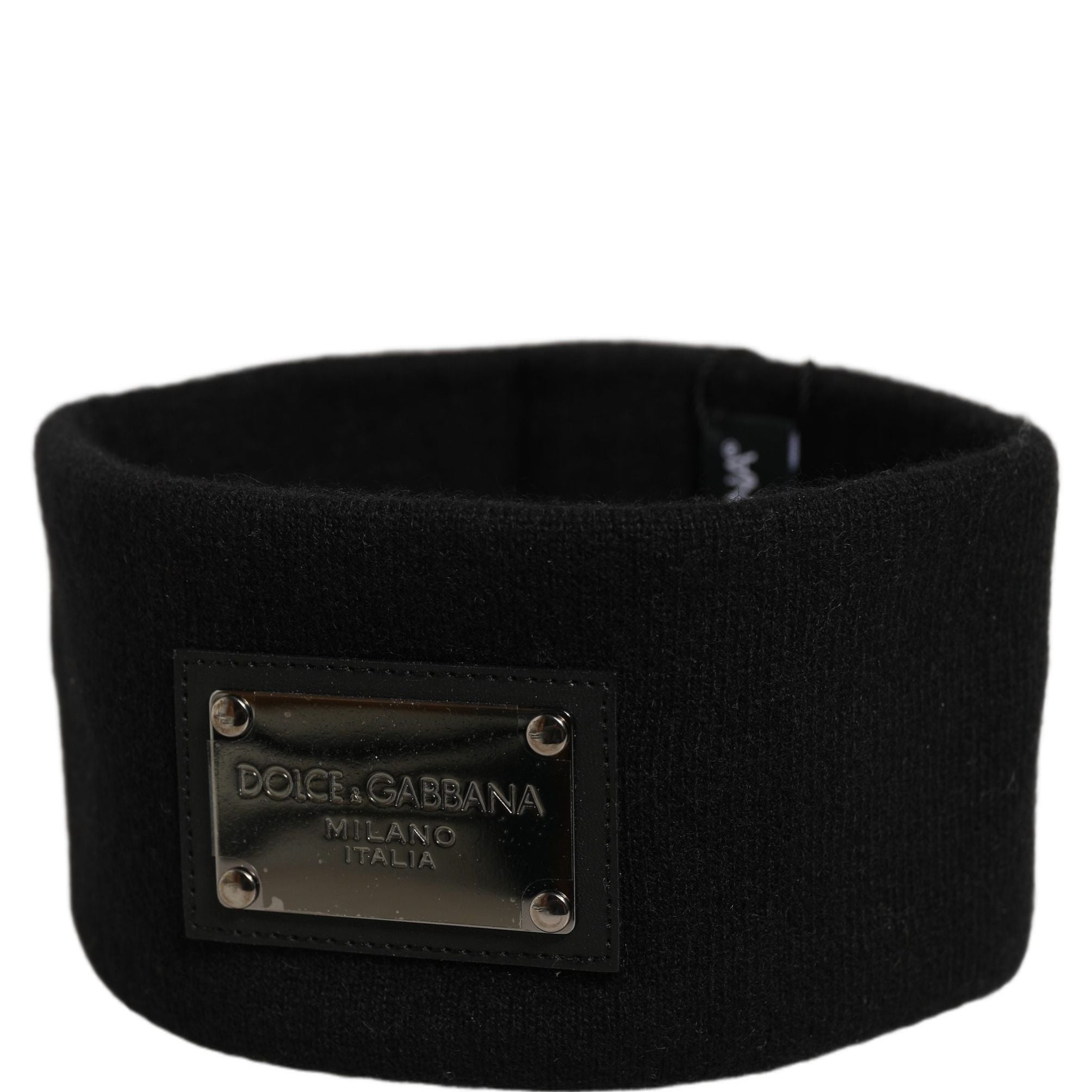 Dolce & Gabbana Men Black Cashmere Logo Plaque Head Band One Size Hat