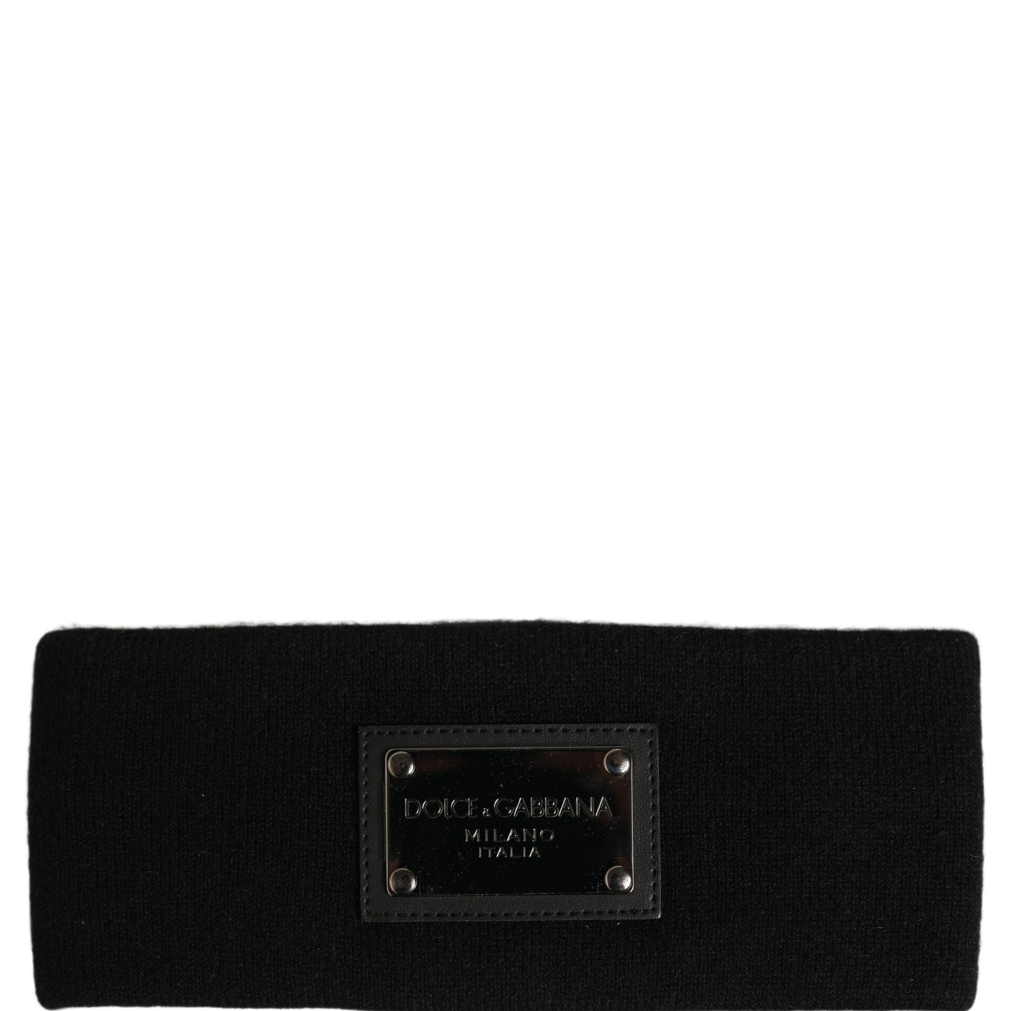 Dolce & Gabbana Men Black Cashmere Logo Plaque Head Band One Size Hat