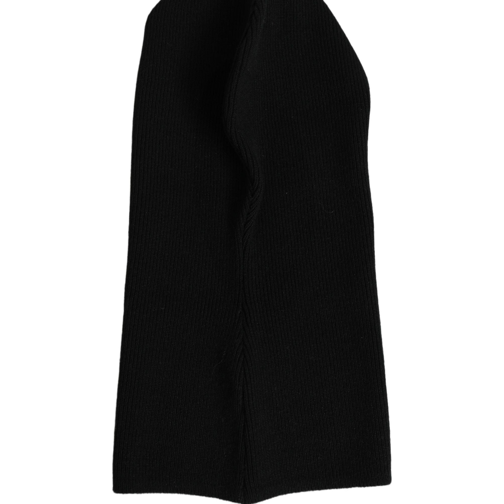 Dolce & Gabbana Men Black Wool Ribbed Knit Balaclava Wrap One Size Hat