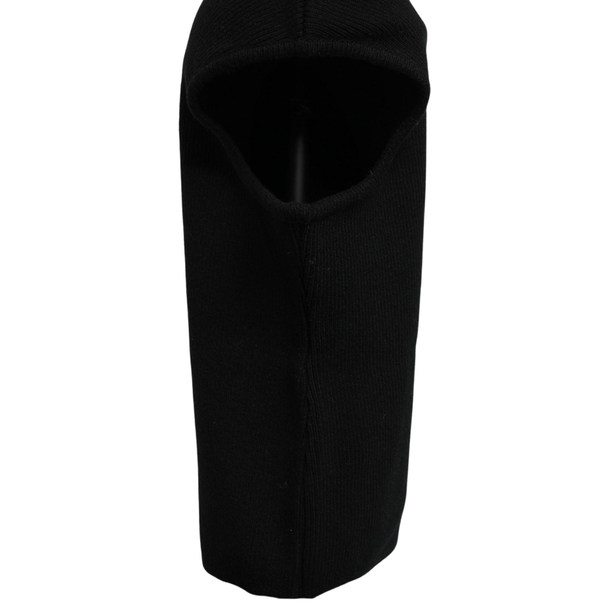 Dolce & Gabbana Men Black Wool Ribbed Knit Balaclava Wrap One Size Hat