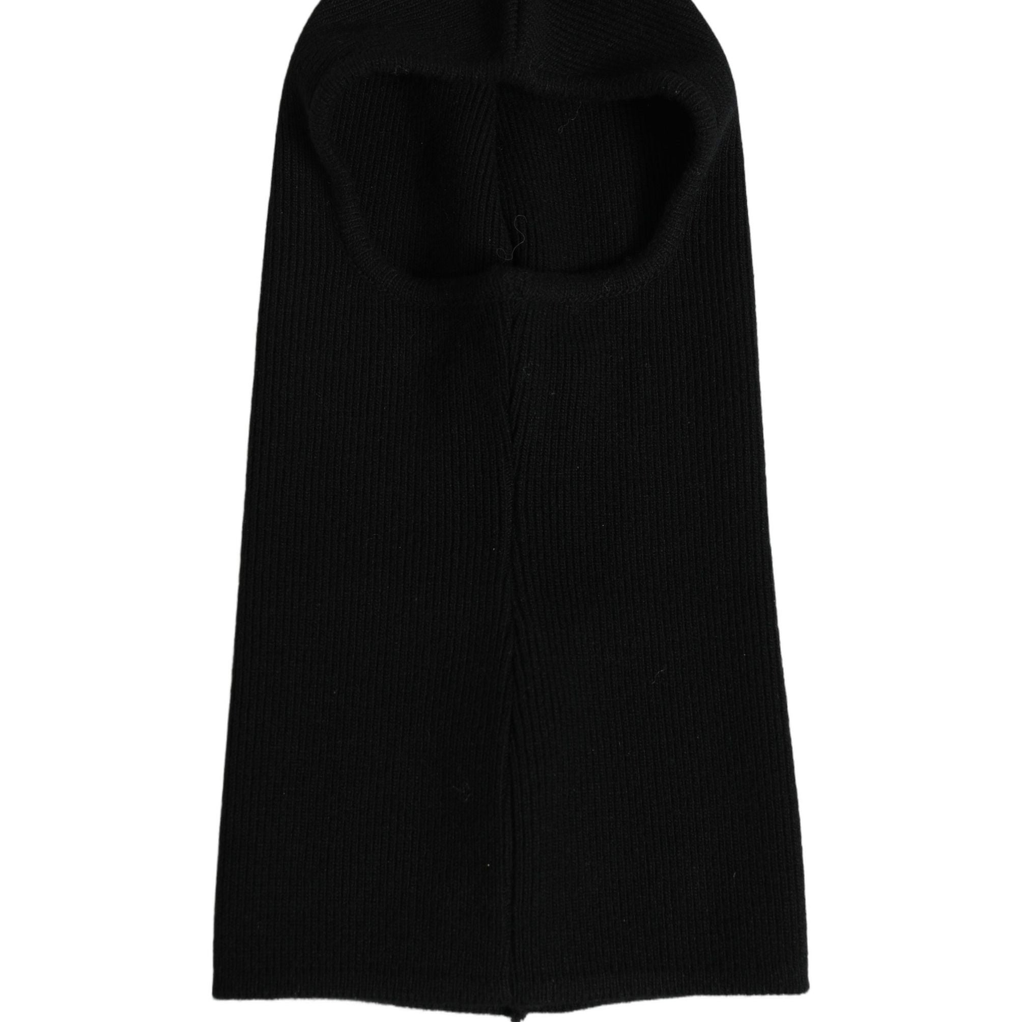 Dolce & Gabbana Men Black Wool Ribbed Knit Balaclava Wrap One Size Hat