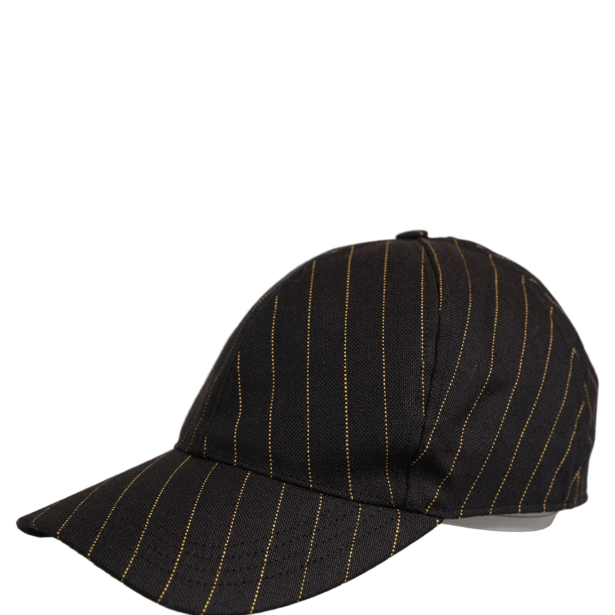 Dolce & Gabbana Black Gold Pinstriped Cotton Baseball Cap Hat