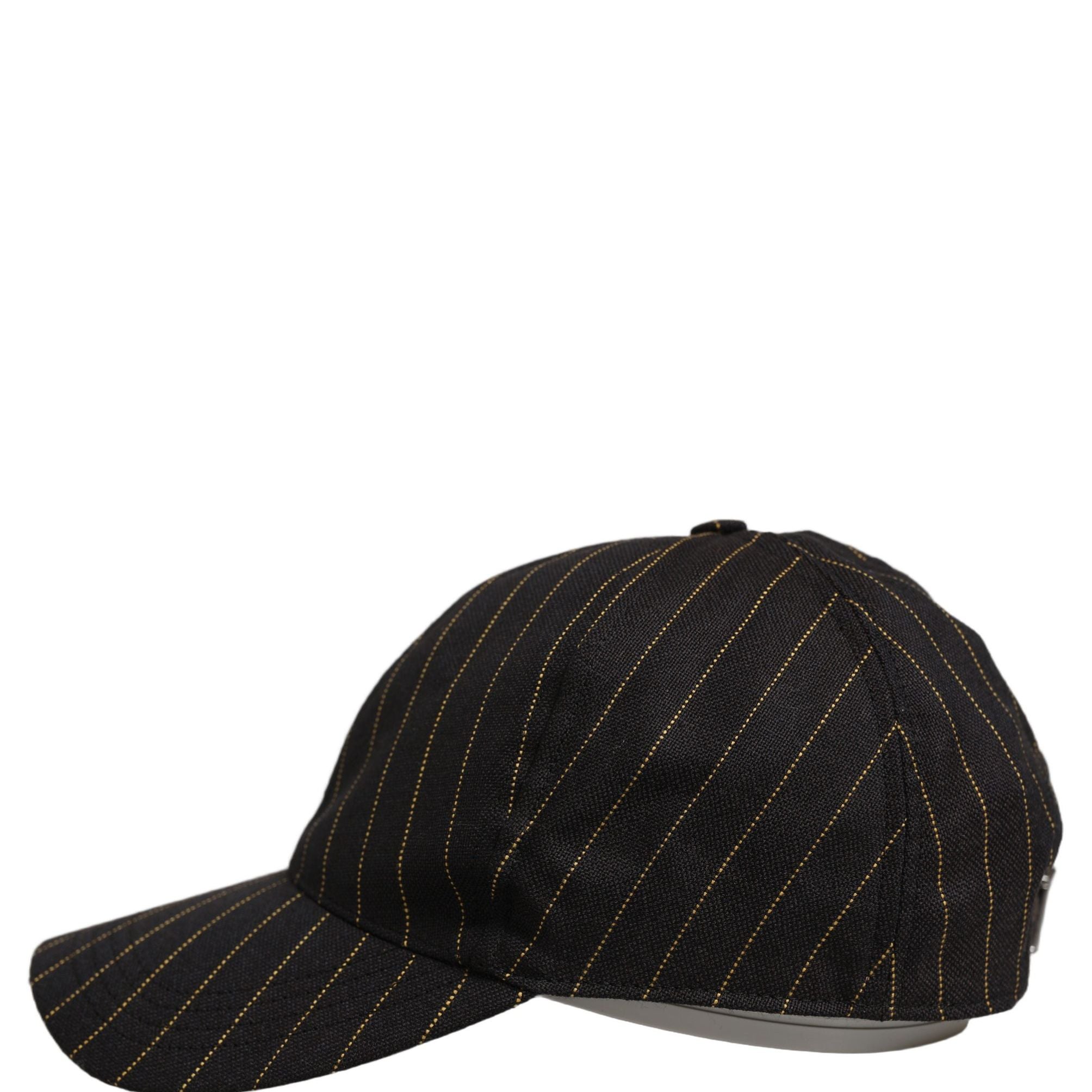 Dolce & Gabbana Black Gold Pinstriped Cotton Baseball Cap Hat