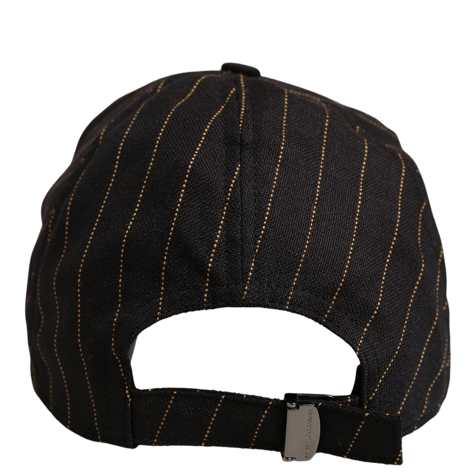 Dolce & Gabbana Black Gold Pinstriped Cotton Baseball Cap Hat