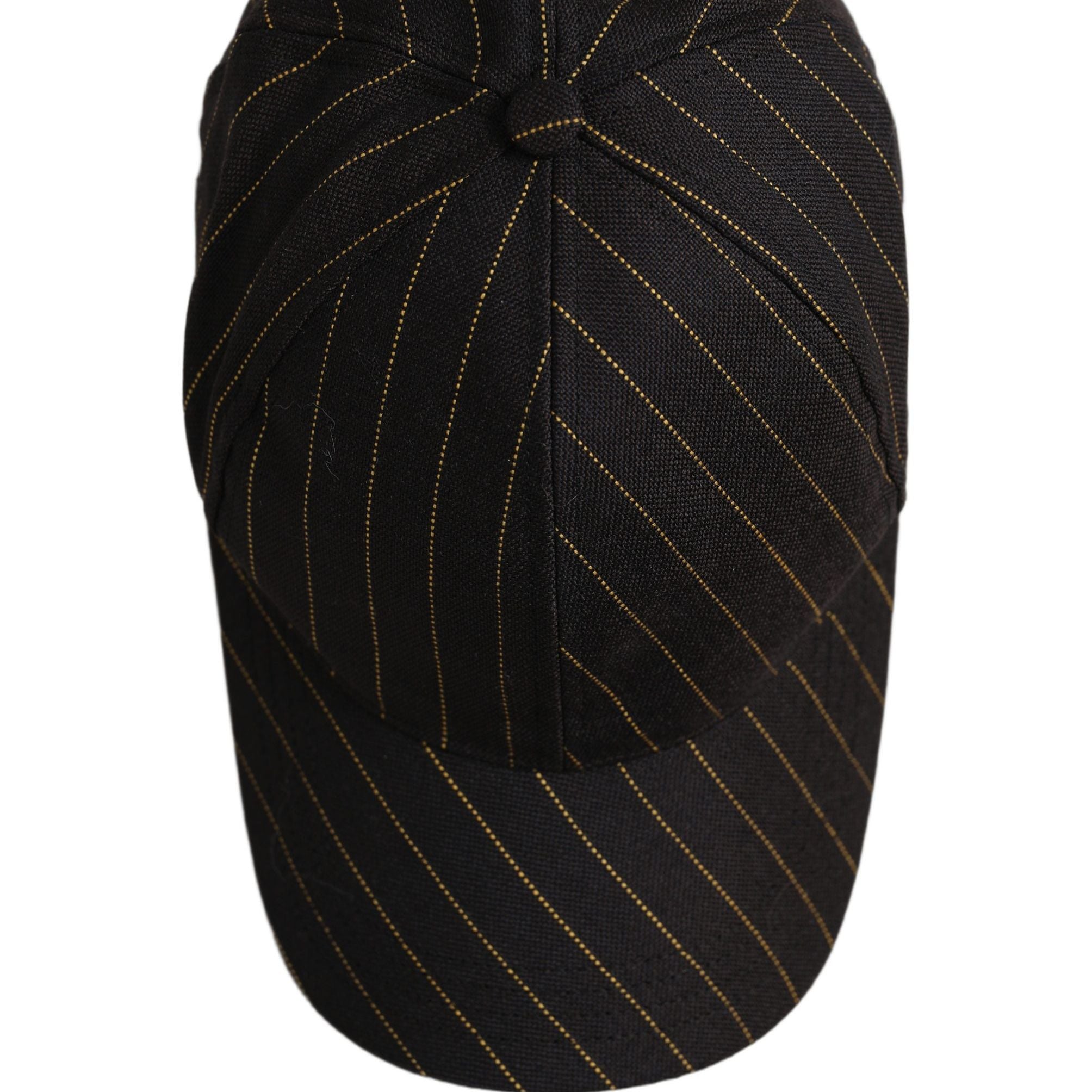 Dolce & Gabbana Black Gold Pinstriped Cotton Baseball Cap Hat