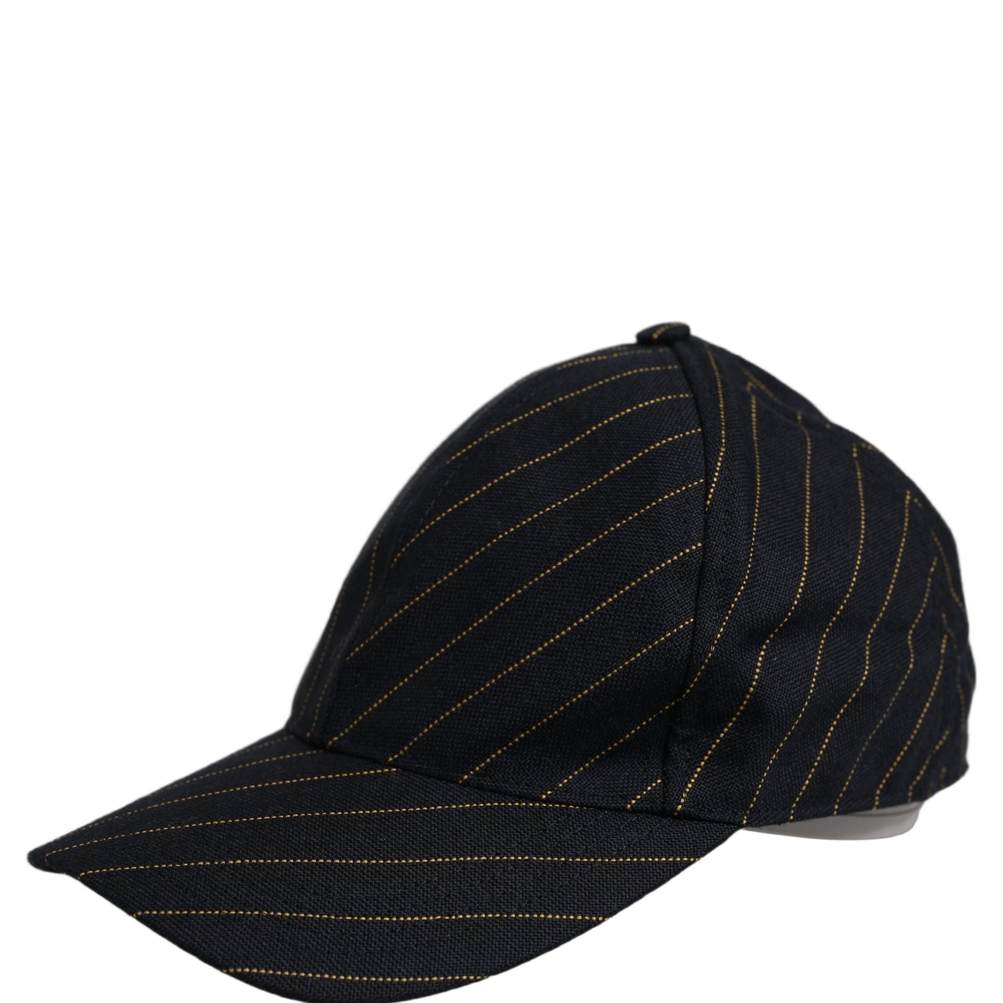 Dolce & Gabbana Black Gold Pinstriped Cotton Baseball Cap Hat
