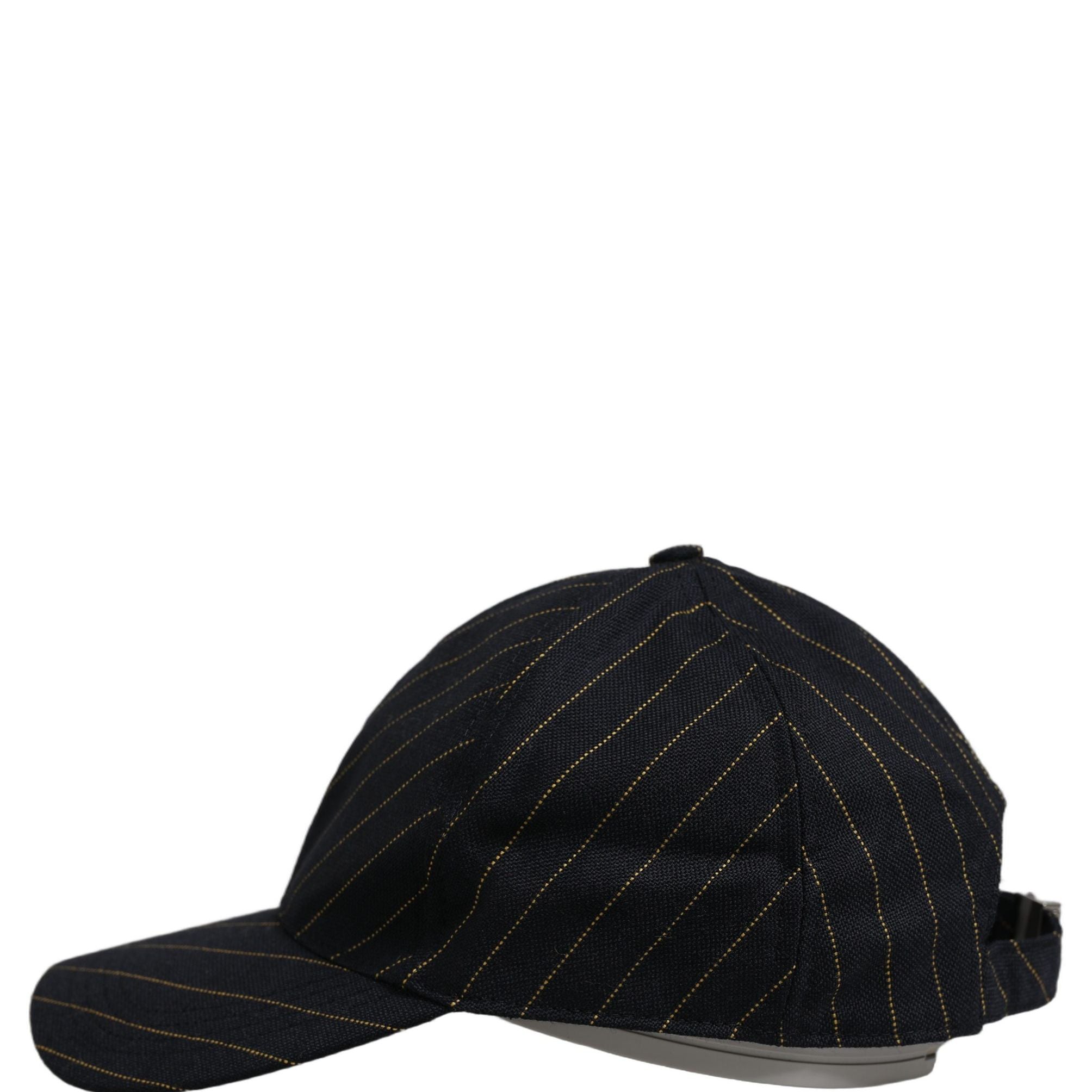 Dolce & Gabbana Black Gold Pinstriped Cotton Baseball Cap Hat