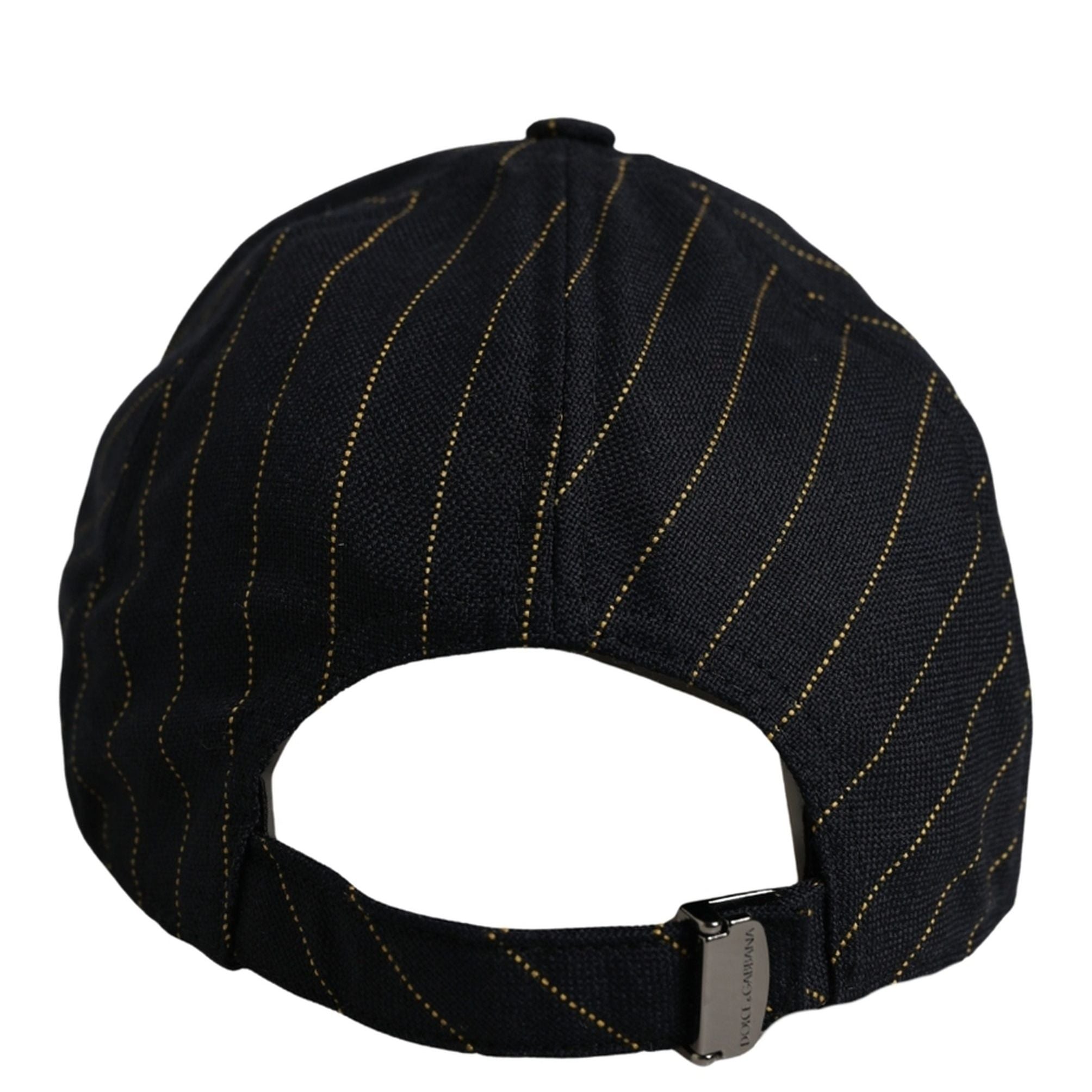 Dolce & Gabbana Black Gold Pinstriped Cotton Baseball Cap Hat